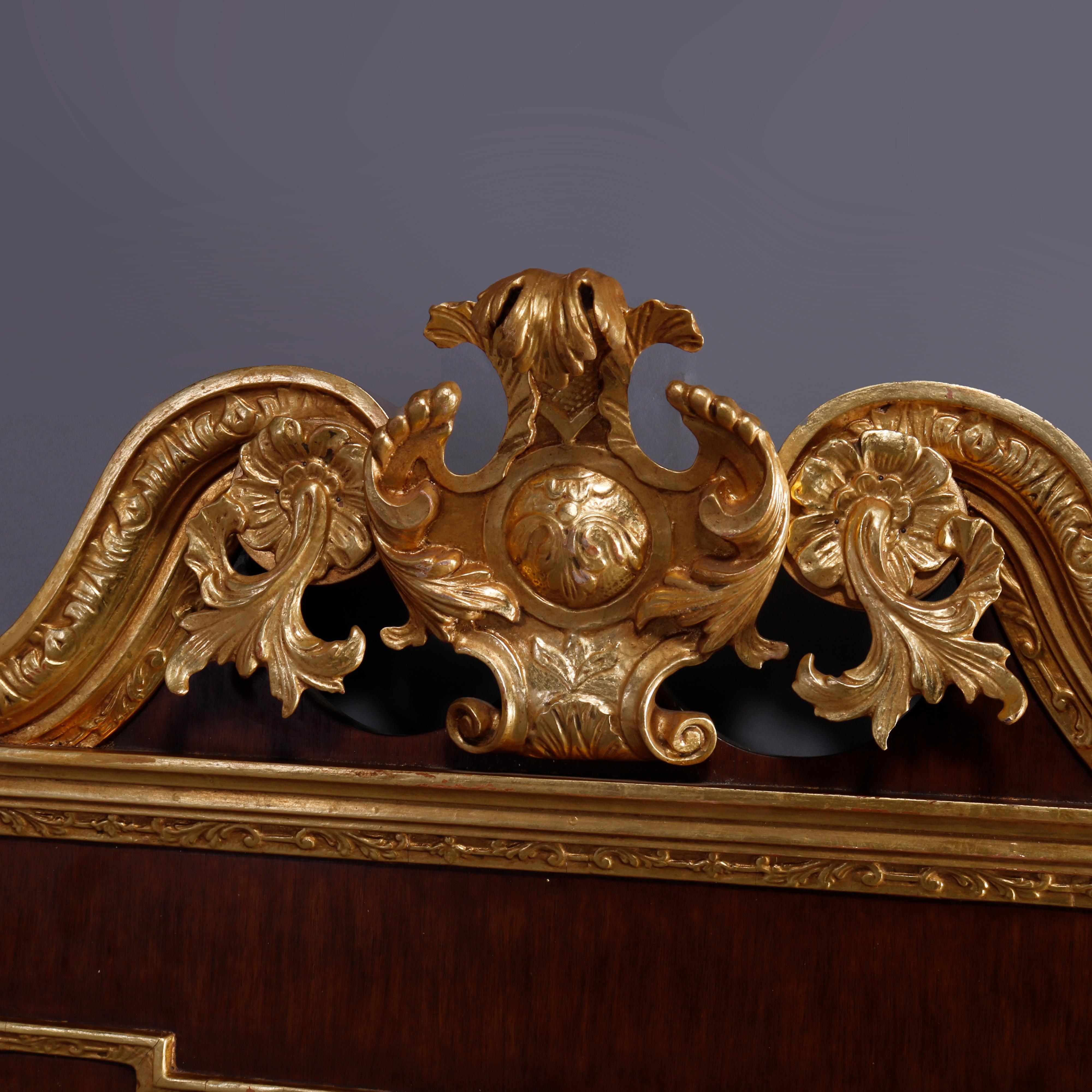 Carved Large Federal Style CW Kittinger Mahogany Parcel Giltwood Wall Mirror, 20th C