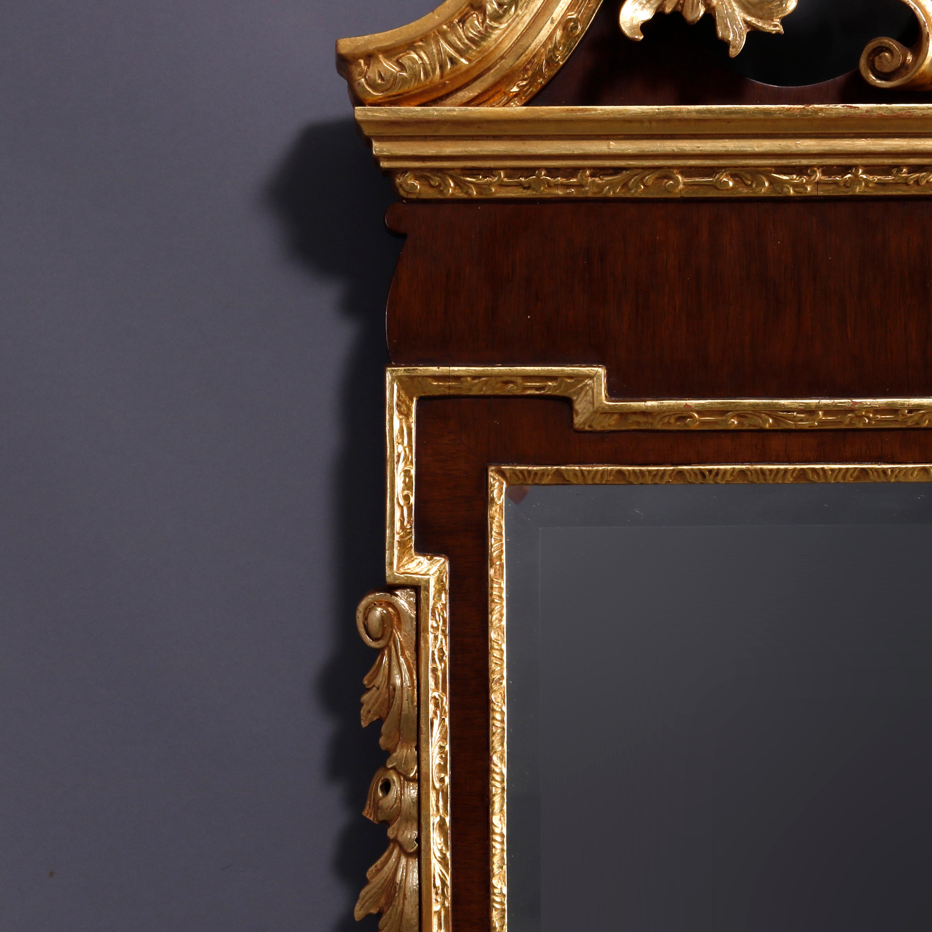 Large Federal Style CW Kittinger Mahogany Parcel Giltwood Wall Mirror, 20th C In Good Condition In Big Flats, NY