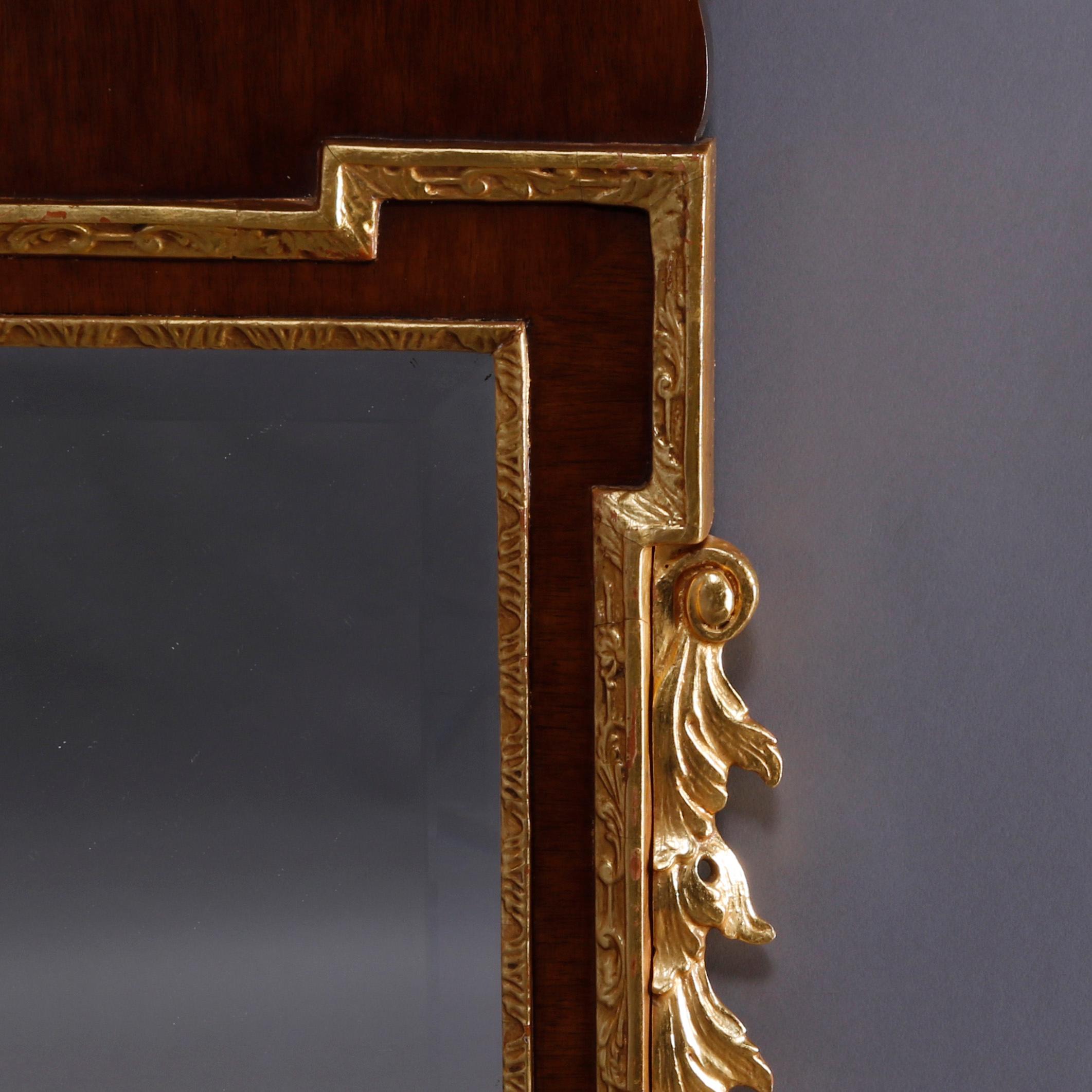 20th Century Large Federal Style CW Kittinger Mahogany Parcel Giltwood Wall Mirror, 20th C