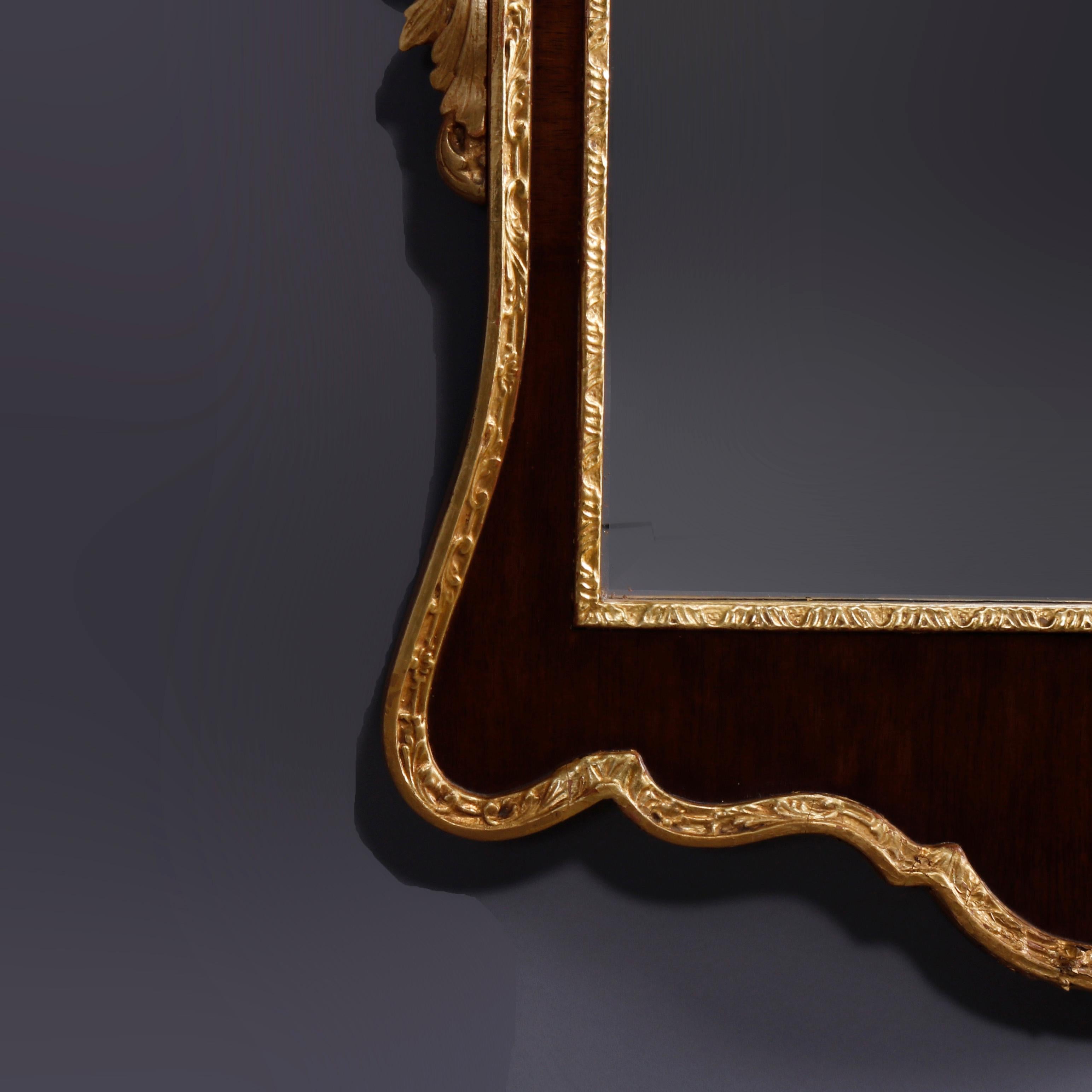 Large Federal Style CW Kittinger Mahogany Parcel Giltwood Wall Mirror, 20th C 1