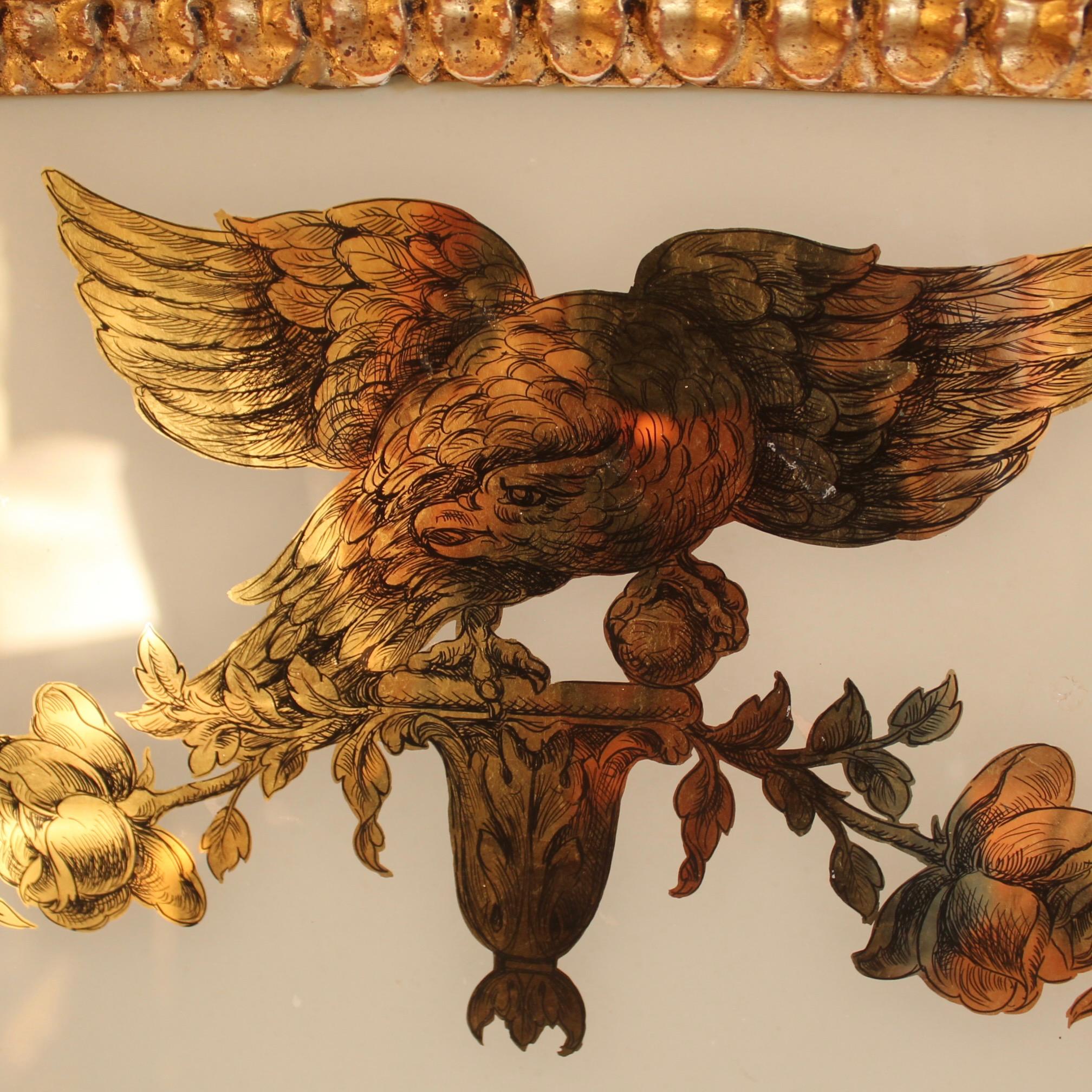 Grand miroir de tabernacle en bois doré de style fédéral en vente 3