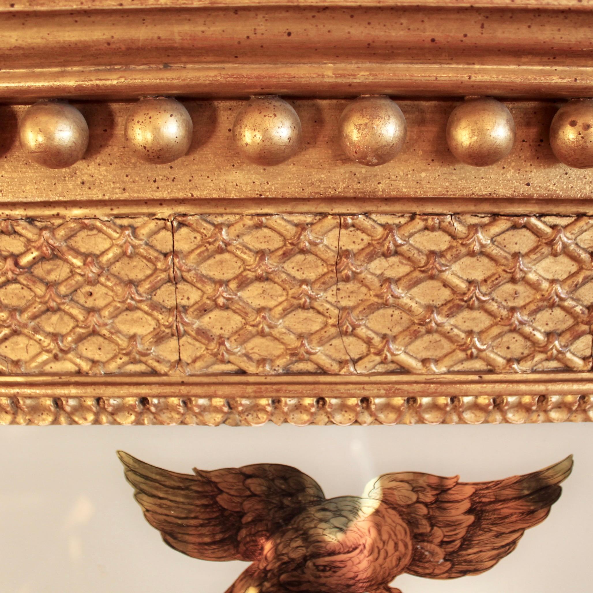 Grand miroir de tabernacle en bois doré de style fédéral en vente 1