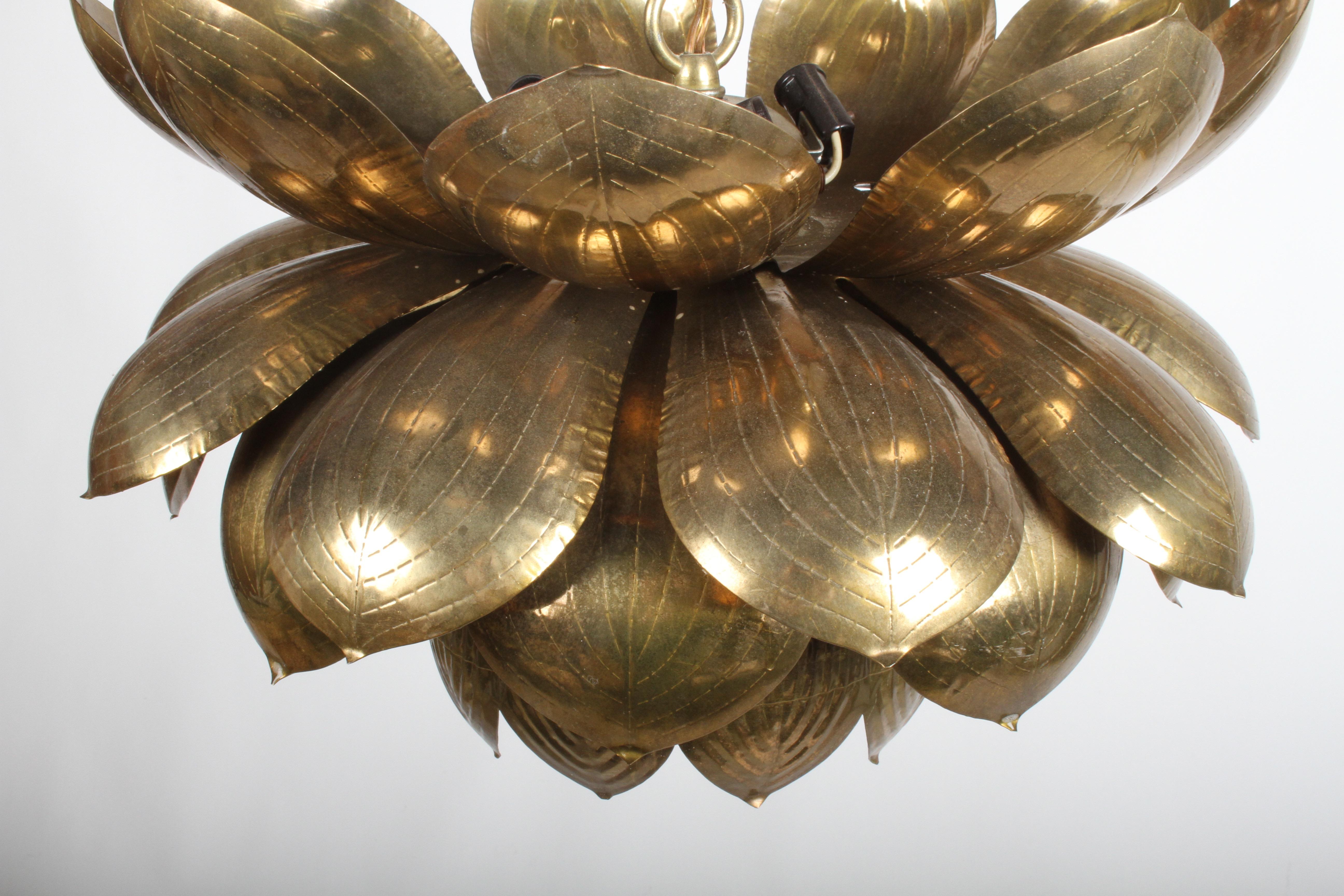 Mid-Century Modern Large Feldman Lighting Company Brass Lotus Chandelier