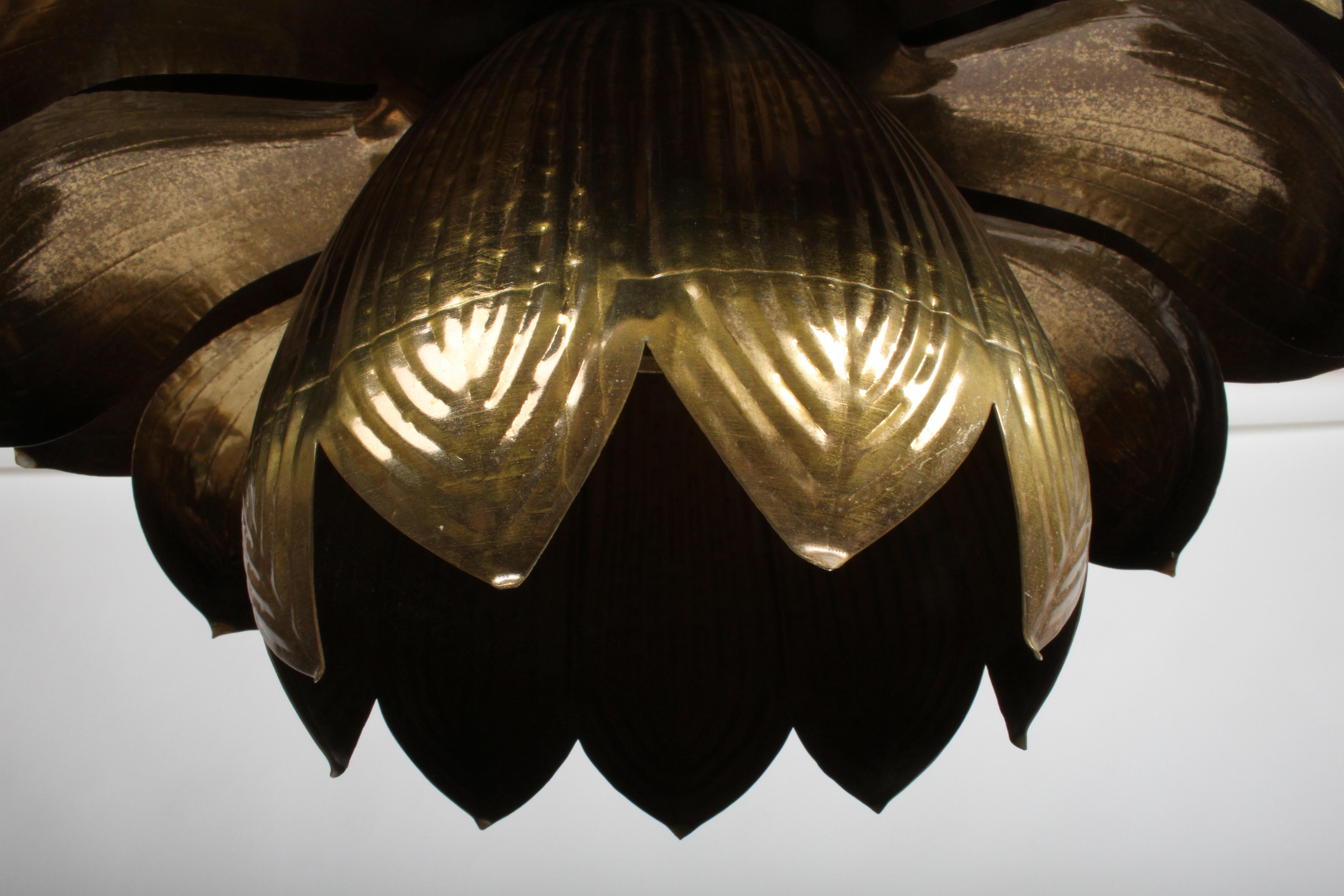 American Large Feldman Lighting Company Brass Lotus Chandelier