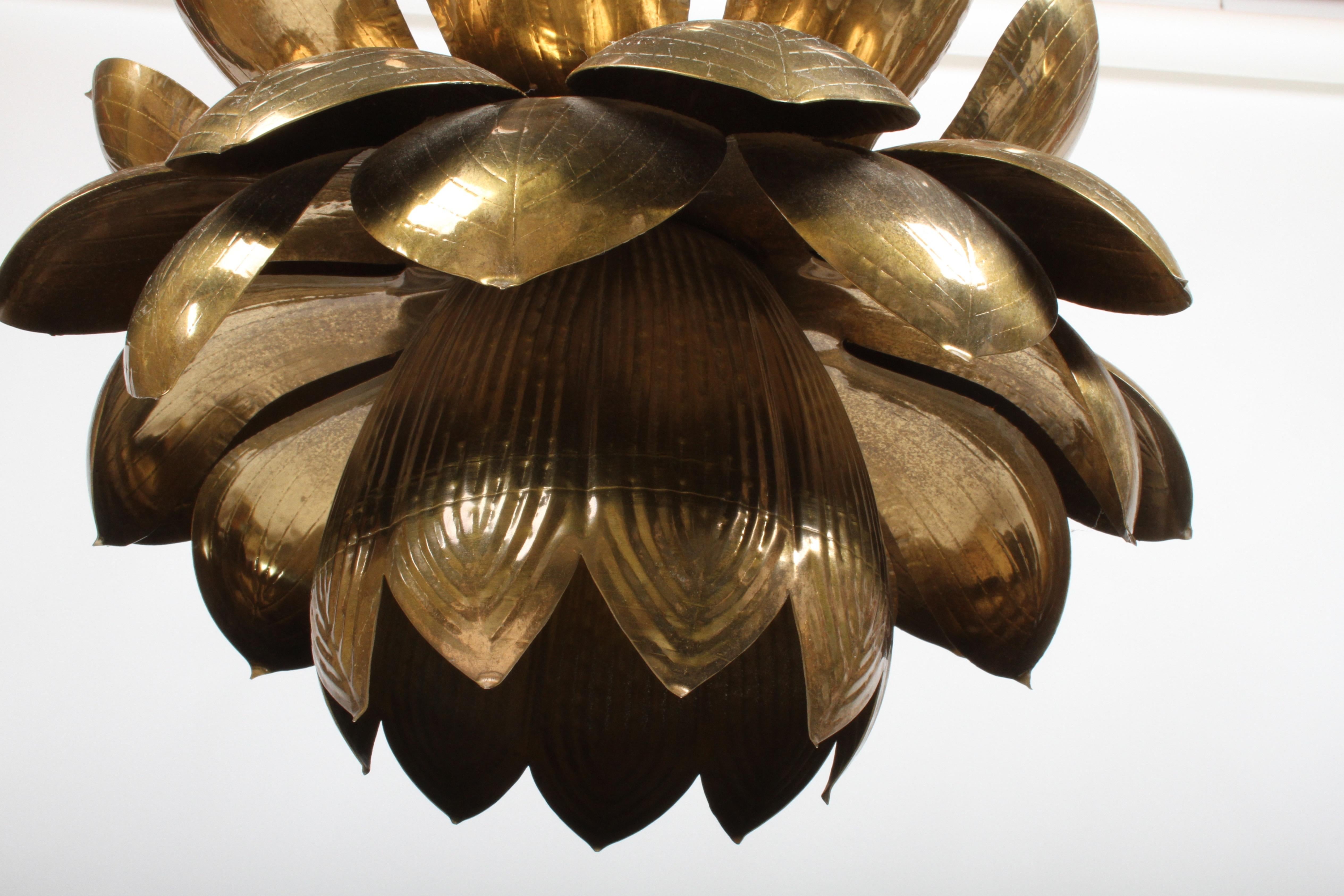 Mid-20th Century Large Feldman Lighting Company Brass Lotus Chandelier