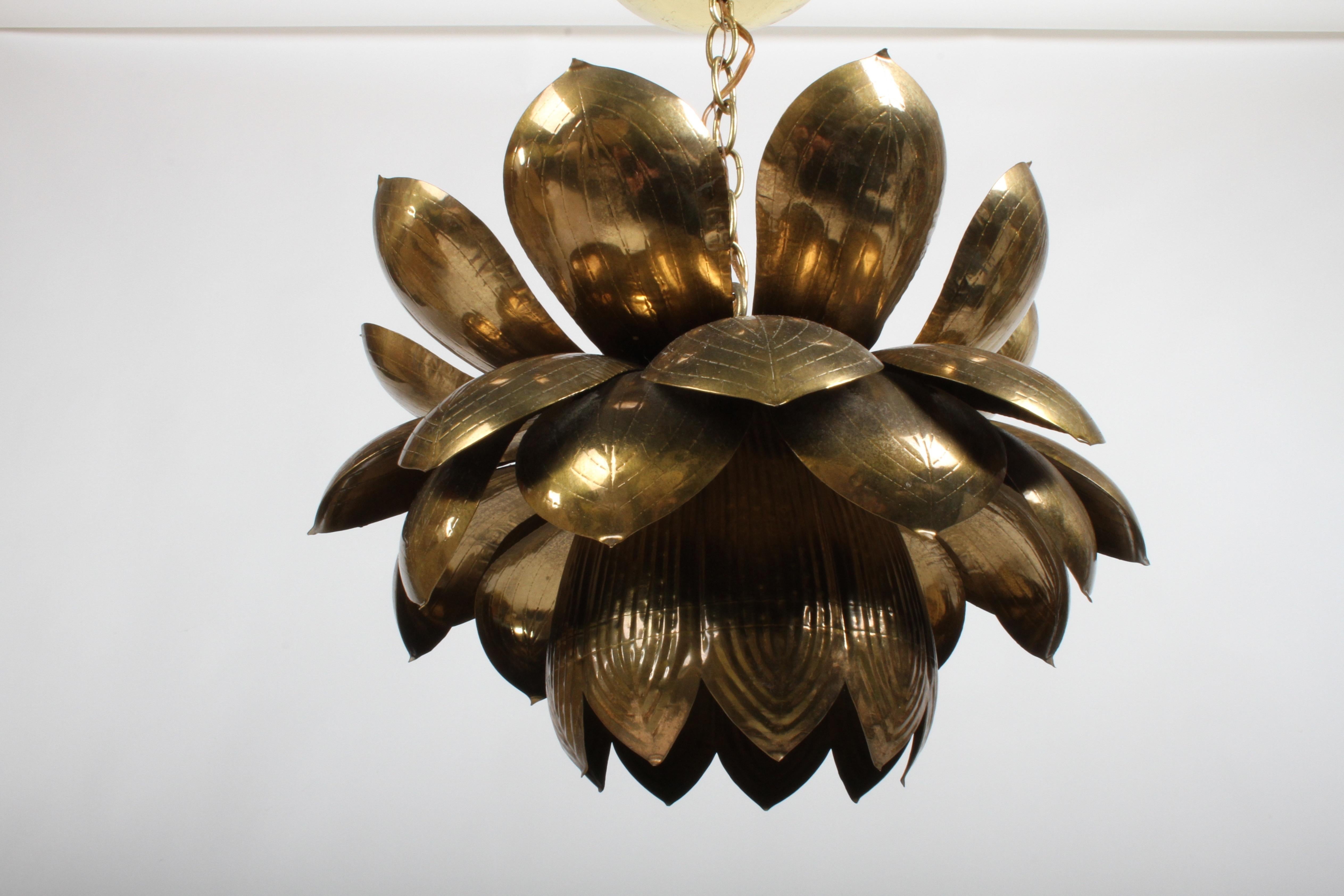 Large Feldman Lighting Company Brass Lotus Chandelier 2