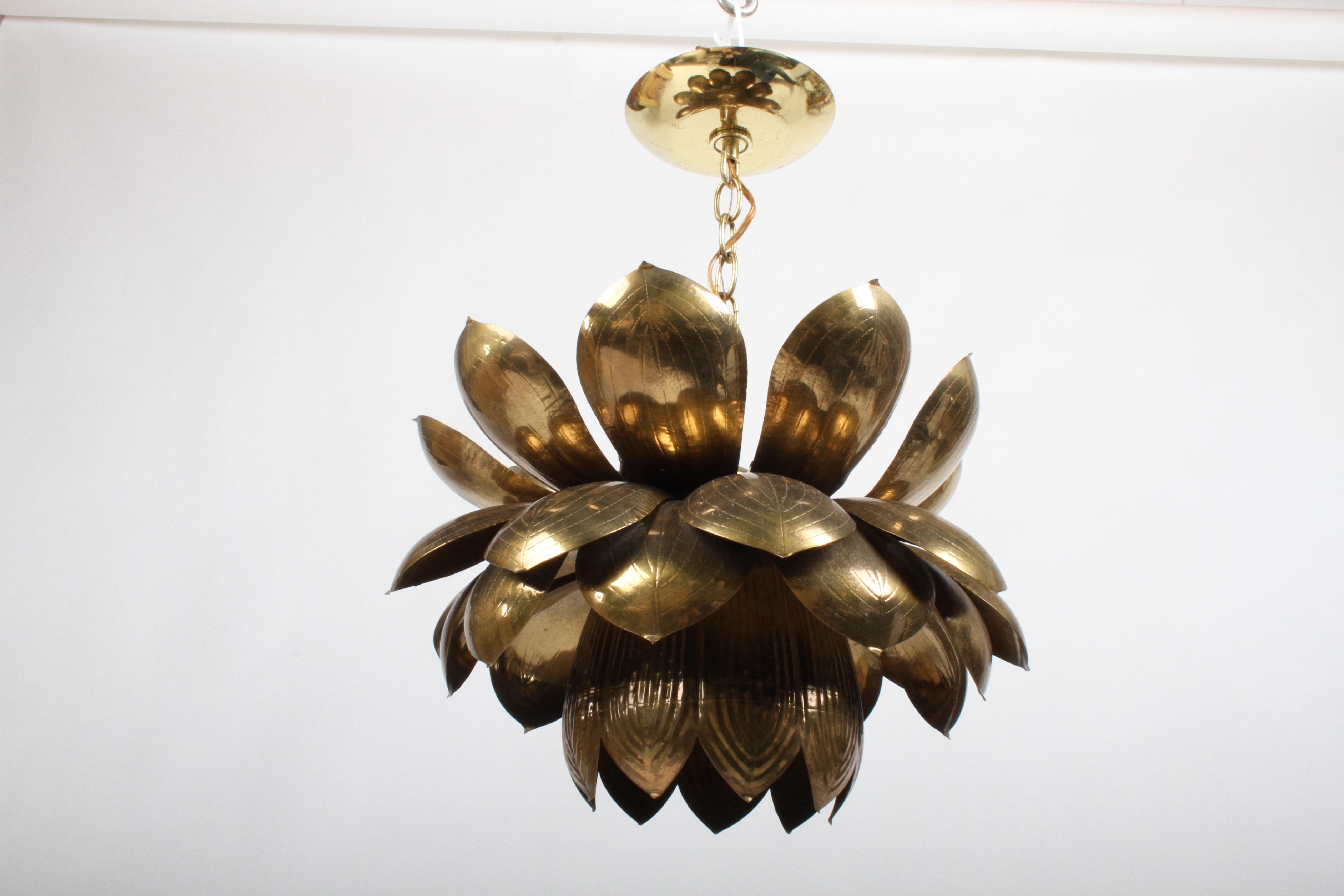 Large Feldman Lighting Company Brass Lotus Chandelier 3