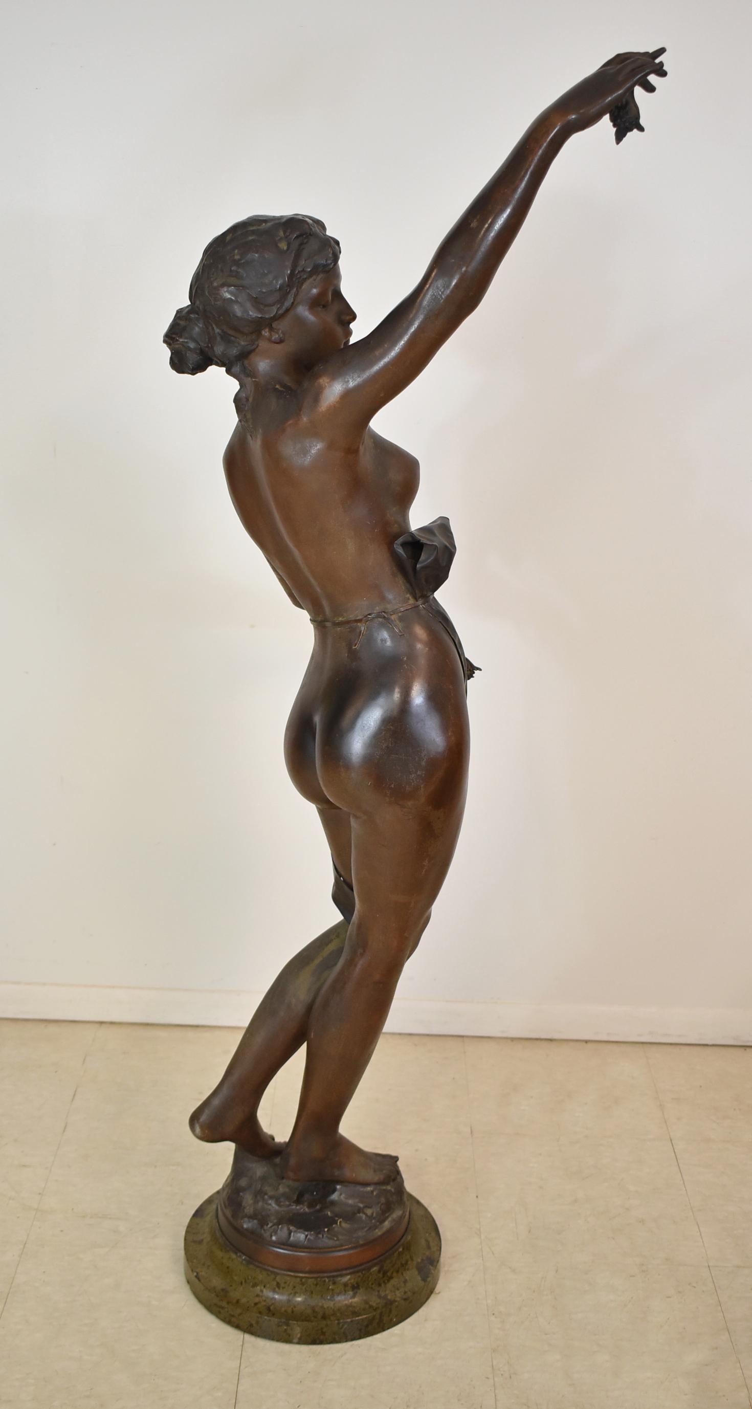 Art Nouveau Large Female Nude Bronze Sculpture Statue