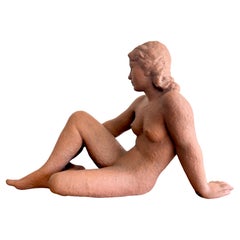 Large Female Nude by D. Danskin-Schievelbein for Karlsruhe Majolika, Circa 1940
