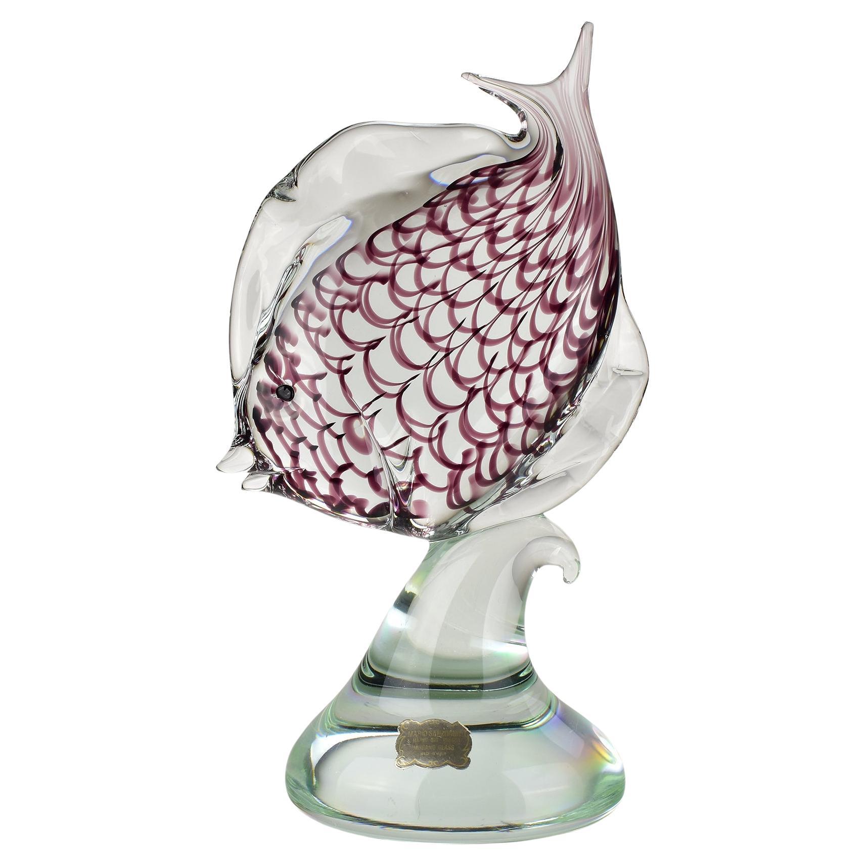 Große Fischskulptur aus Fenicio-Kunstglas von Franco Bottaro, Murano, 1981