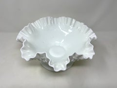 Large Fenton Hobnail Milk Glass Footed Center Bowl, EAPG Compote, Serving Piece