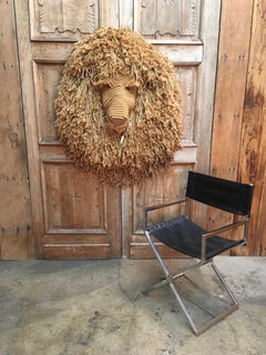 Large Fiber Art Macrame Lion Head by Judee Du-Bourdieu