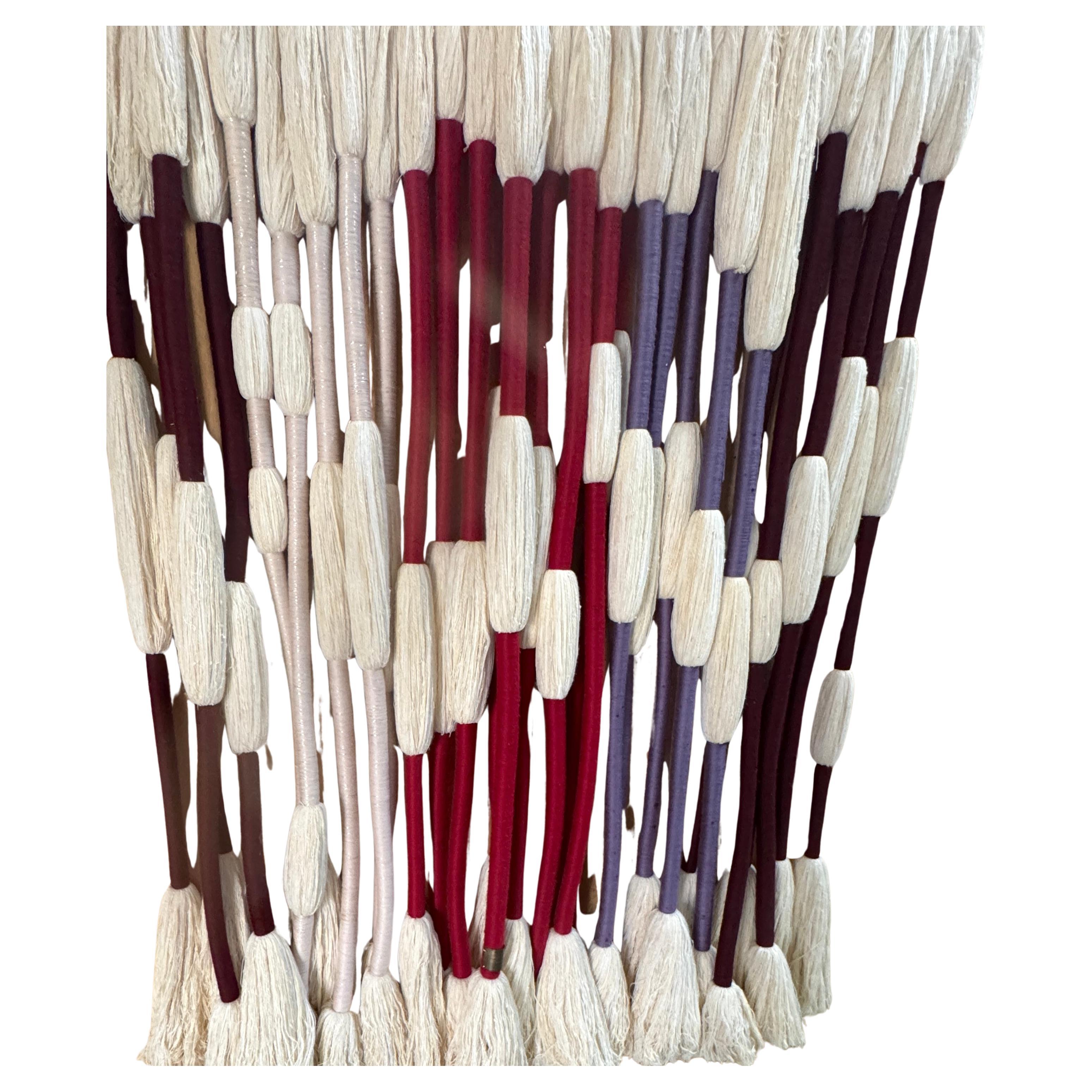 Large Fiber Art Wall Sculpture by Barbara Barron, Signed, Huntington, NY, 

A visually arresting and richly textured fiber art wall sculpture by Barbara Barron, signed on a hand-engraved bronze tag reading 