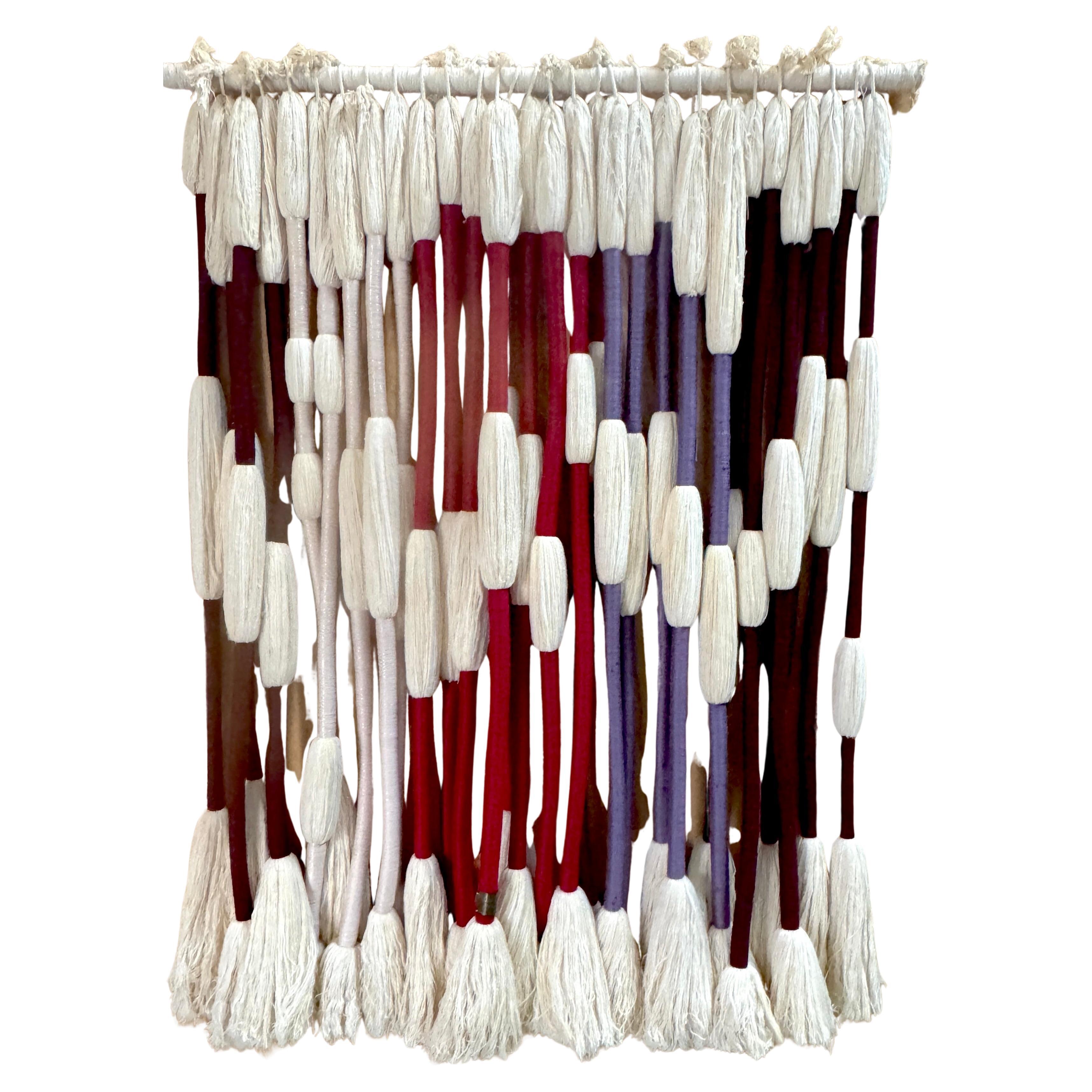 Large Fiber Art Wall Sculpture, Signed Barbara Barron Huntington New York Tejido a mano en venta