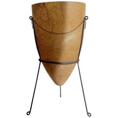Vintage Large Fiberglass Bullet Planter with Original Iron Stand, 1950's