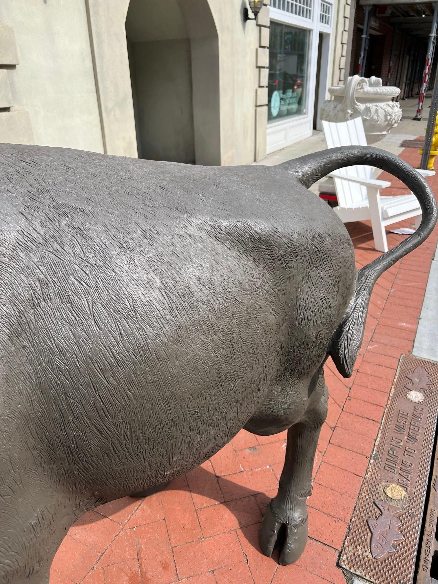 Large Fiberglass Charging Bull Statue Life Size  For Sale 2