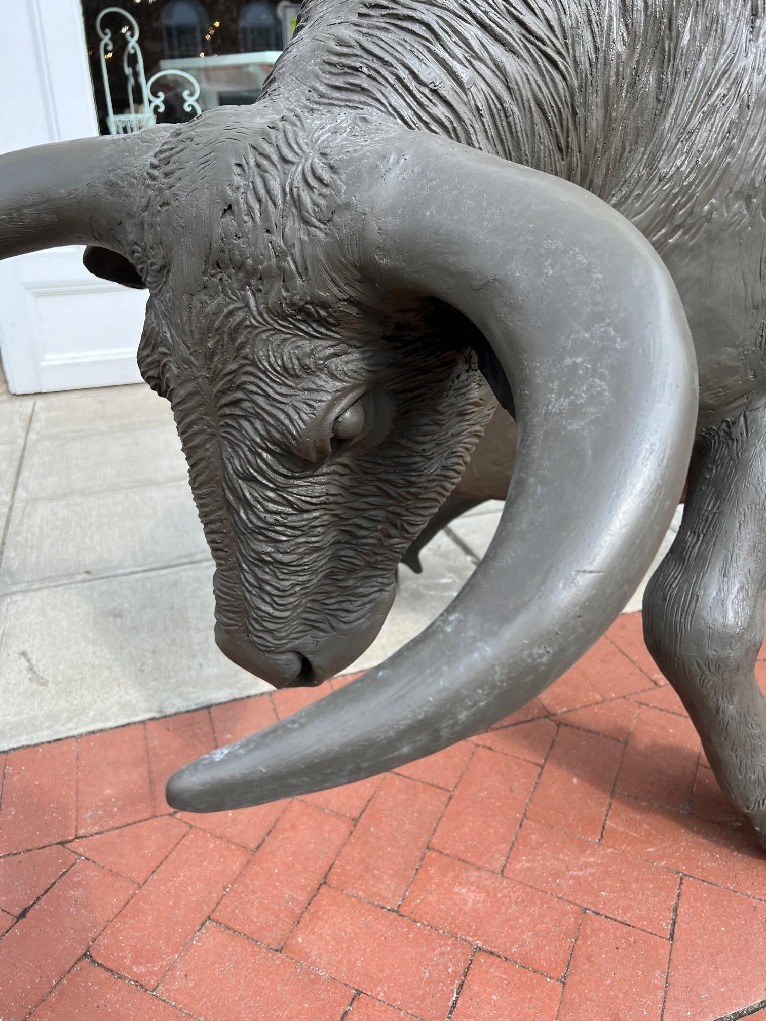 Large Fiberglass Charging Bull Statue Life Size  In New Condition For Sale In Stamford, CT