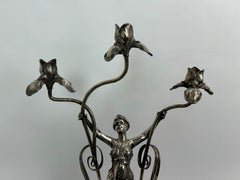 Large figural candlestick with nymph Femme fatale