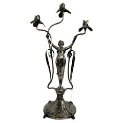 Large figural candlestick with nymph Femme fatale