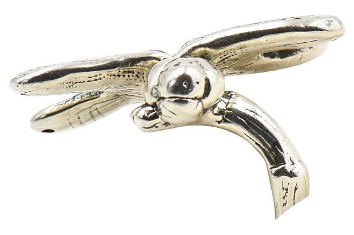 Grande bague en argent sterling avec libellule figurative en forme de dragon en vente 5