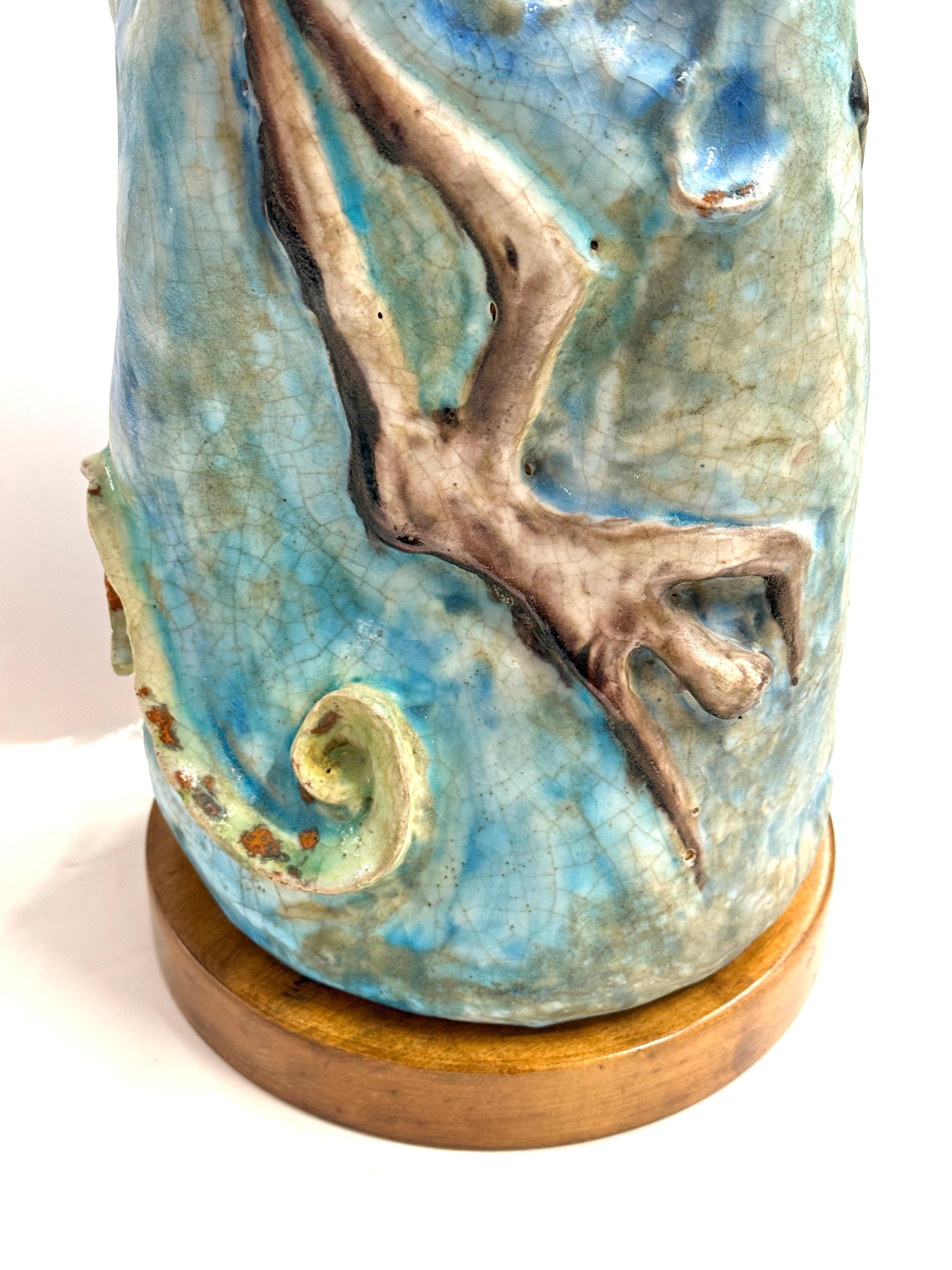 Large Figural Fantoni Pottery Lamp For Sale 6