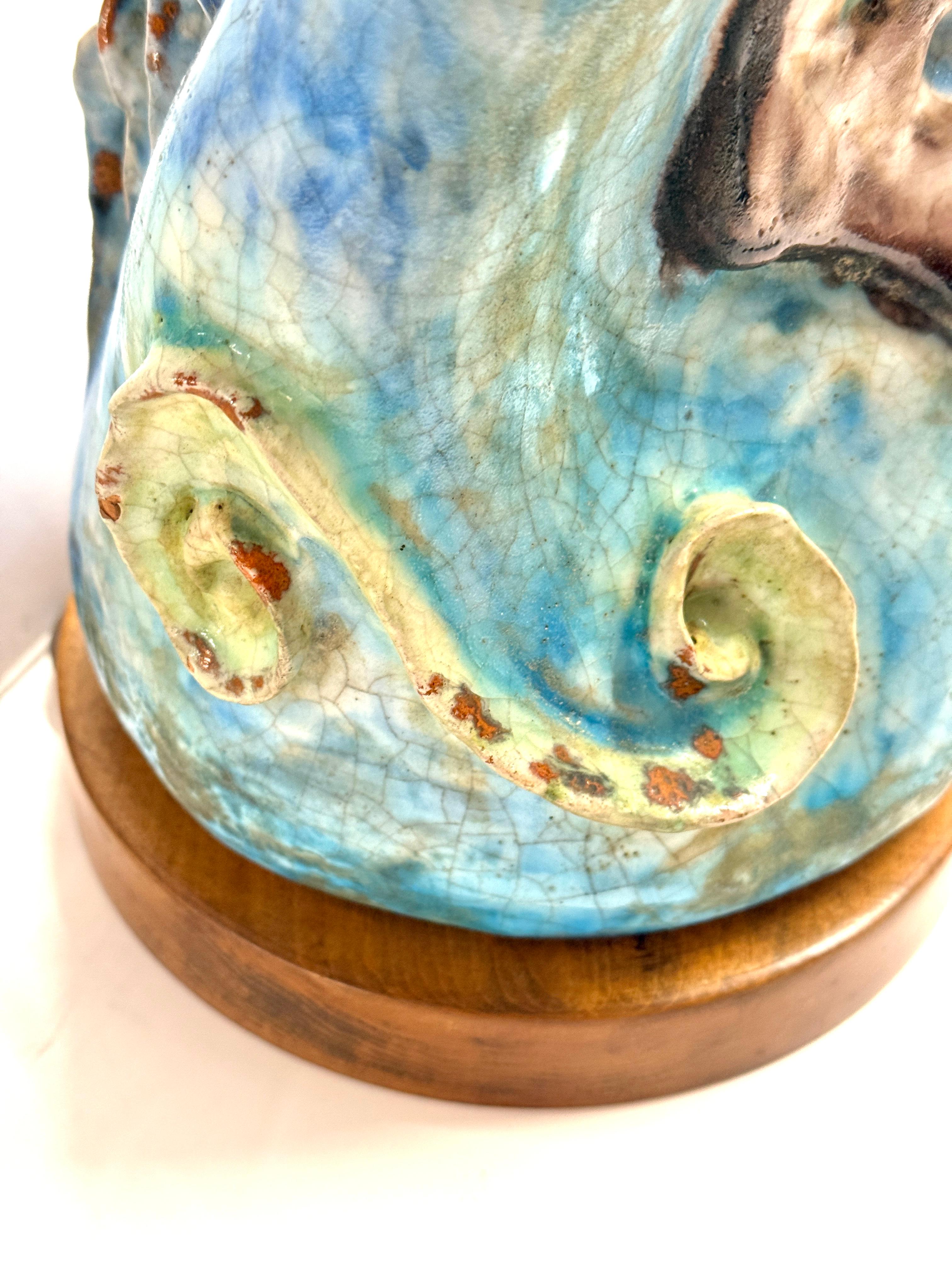 Large Figural Fantoni Pottery Lamp For Sale 8
