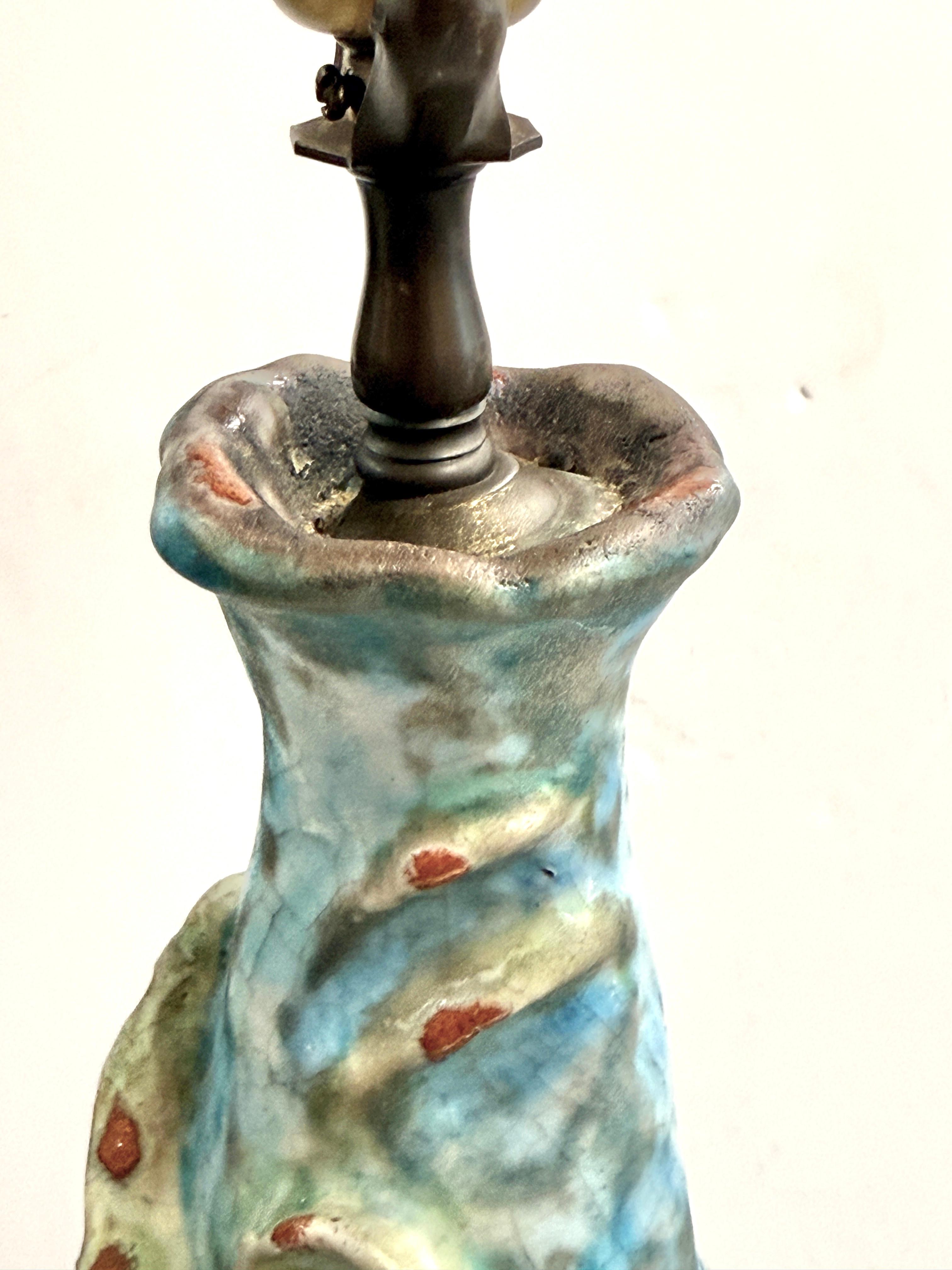 Large Figural Fantoni Pottery Lamp For Sale 1
