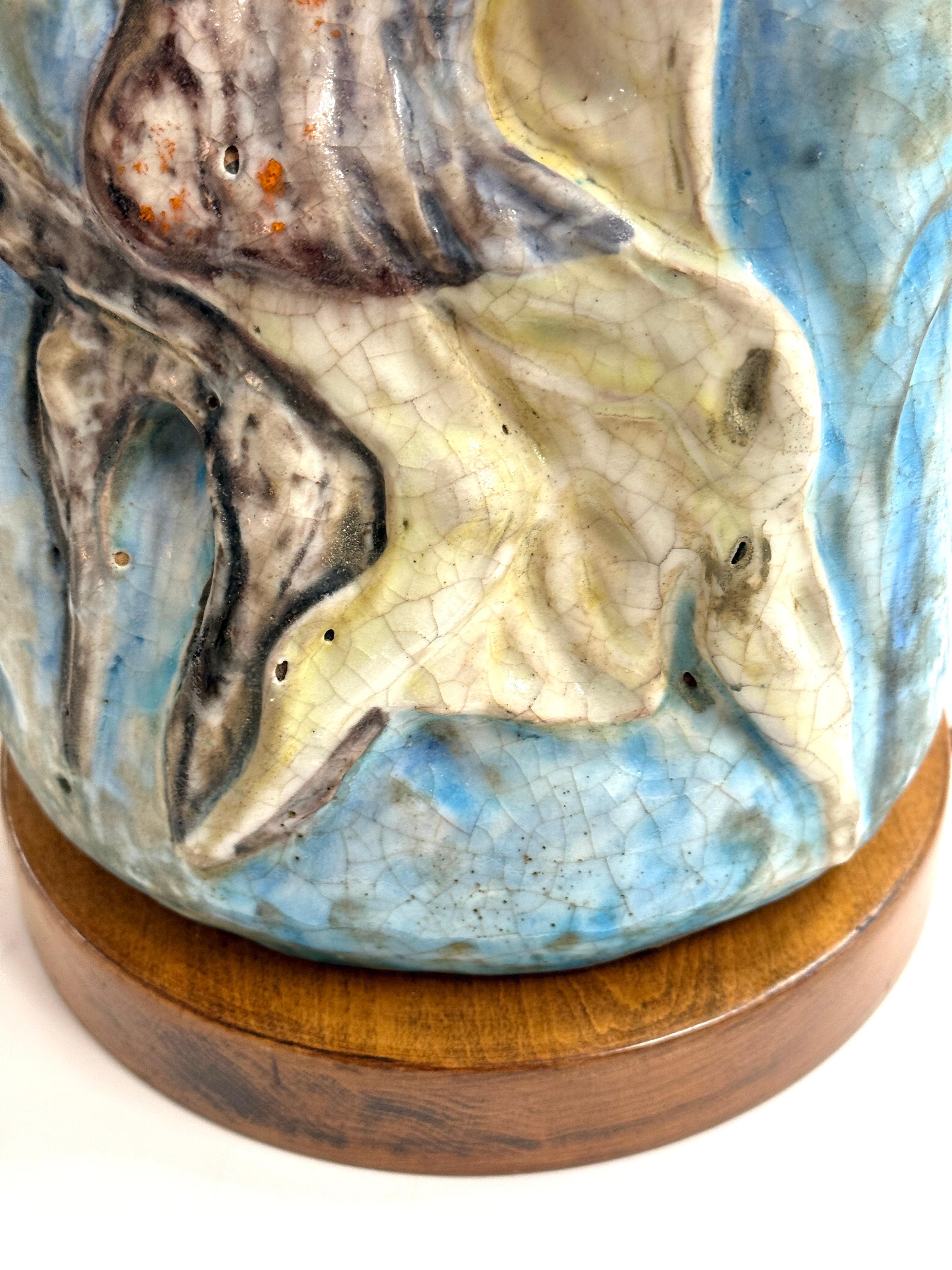 Large Figural Fantoni Pottery Lamp For Sale 3