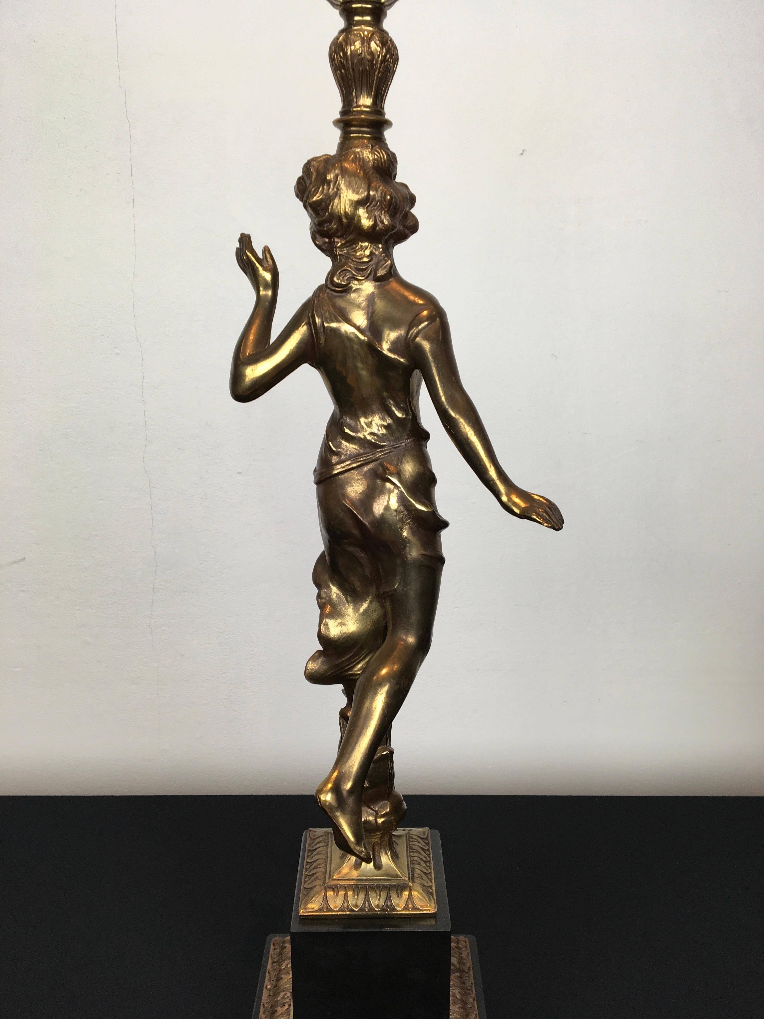 Large Figural Lady Table Lamp by Deknudt For Sale 3