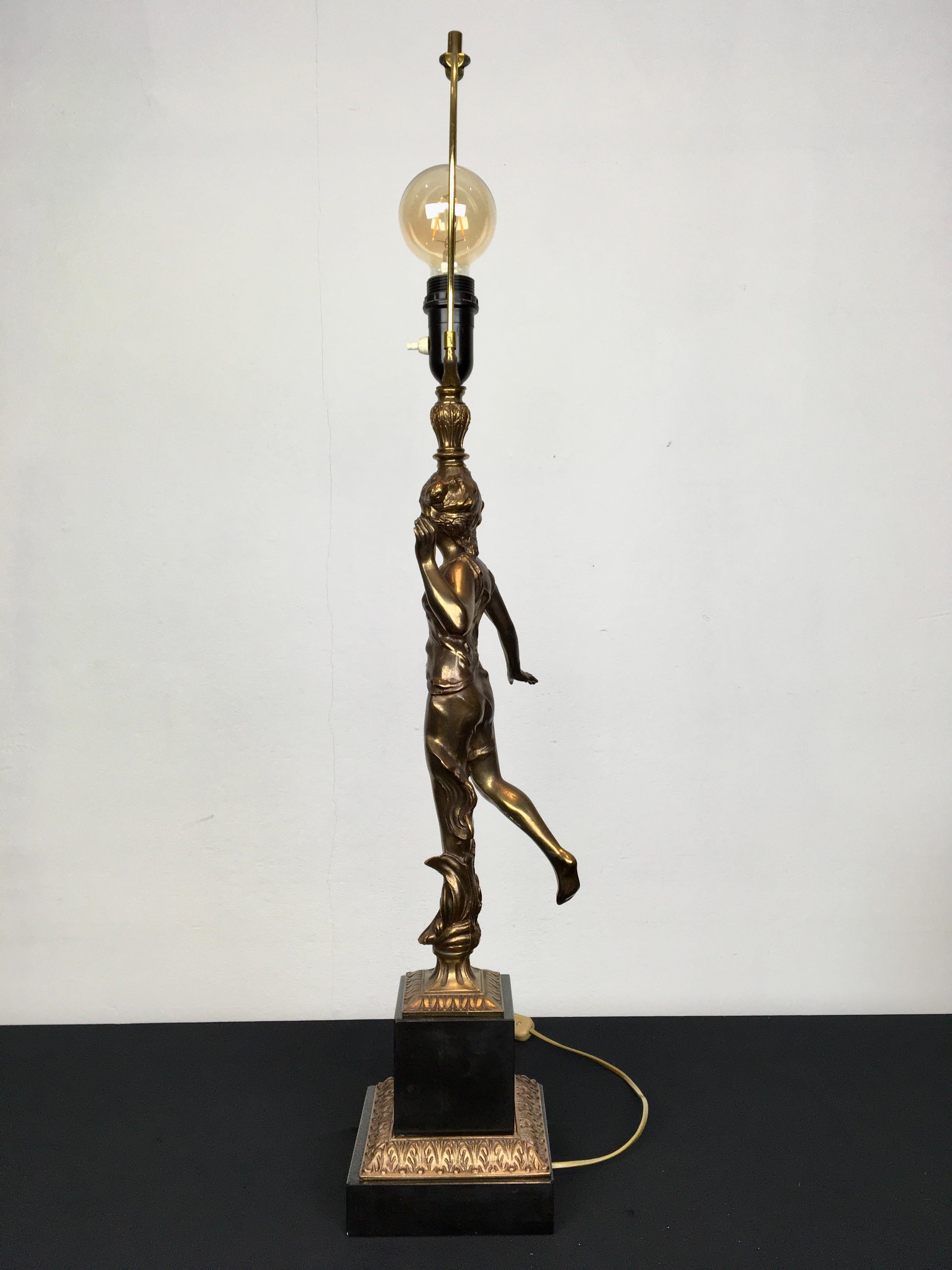 Large Figural Lady Table Lamp by Deknudt For Sale 5