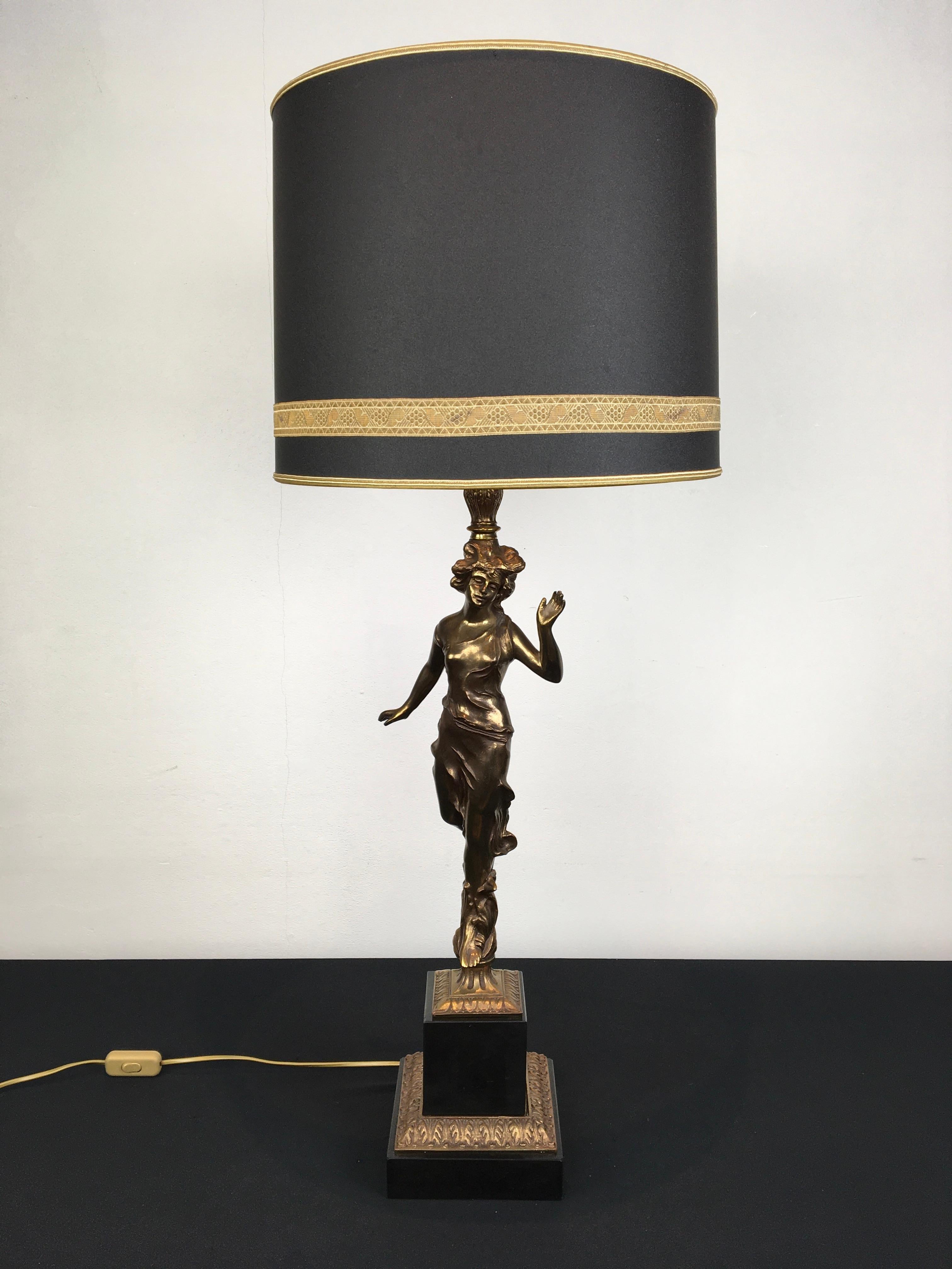 Large Figural Lady Table Lamp by Deknudt For Sale 9