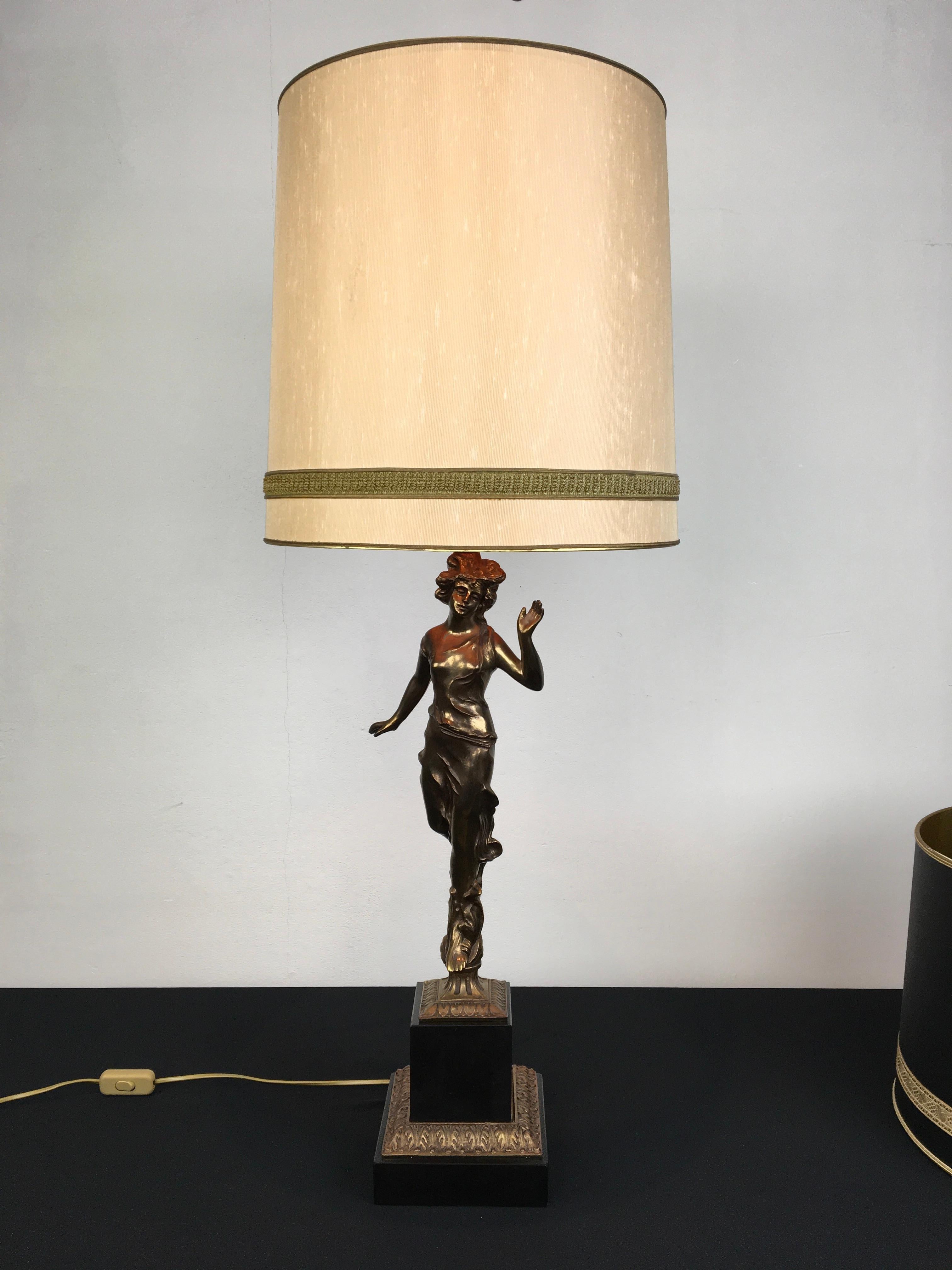 Large Figural Lady Table Lamp by Deknudt For Sale 10
