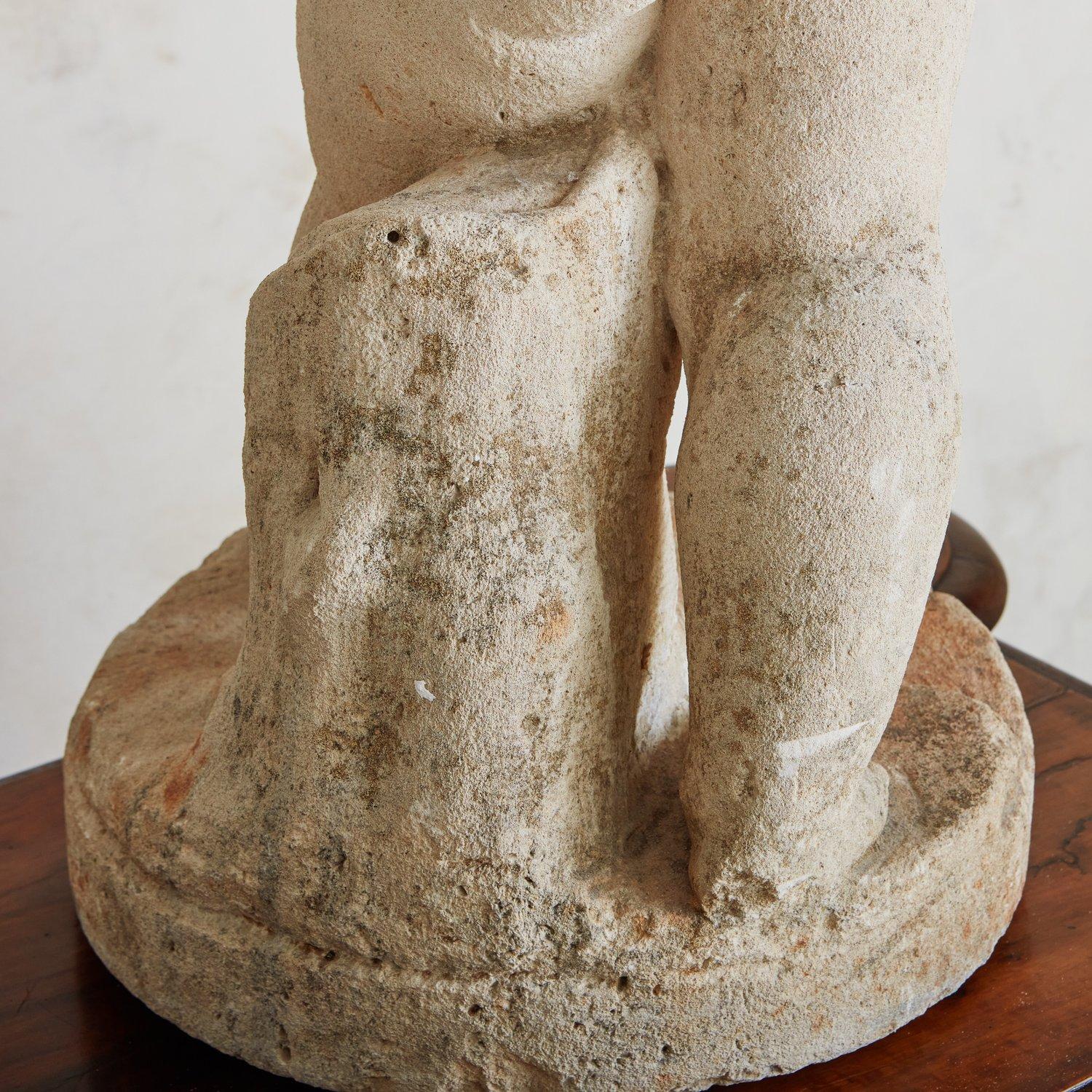 Large Figural Limestone Sculpture, France 20th Century 9
