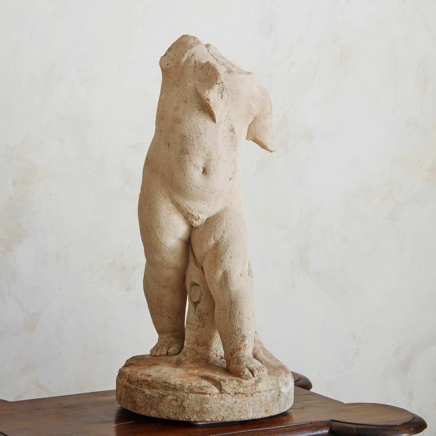 Large Figural Limestone Sculpture, France 20th Century In Good Condition In Chicago, IL