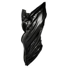Large Figural Wall Sculpture — Draped Female Form, Black Resin, Limited Edition