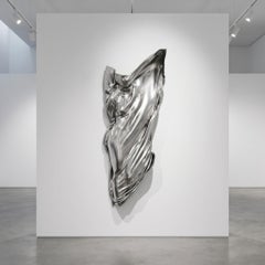 Large Figural Wall Sculpture — Draped Female Form, Chrome Resin, Limited Edition