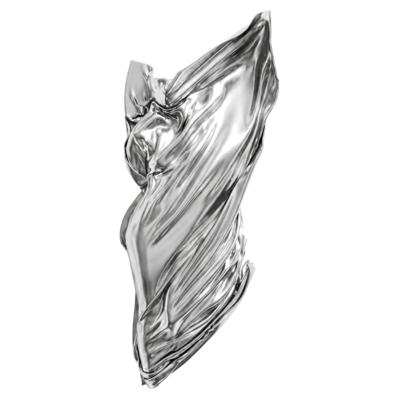 Vellum Deitas, Large Chrome Female Form Resin Wall Sculpture, Contemporary For Sale