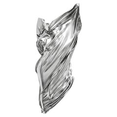 Large Figural Wall Sculpture — Draped Female Form, Chrome Resin, Limited Edition