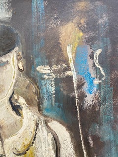 Large  Abstract Painting of a seated figure in Period Frame, Signed Hyland