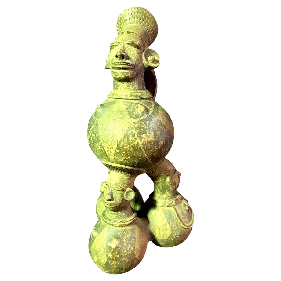 Large Figurative African Mangbetu Anthropomorphic Ceramic Vessel or Jar