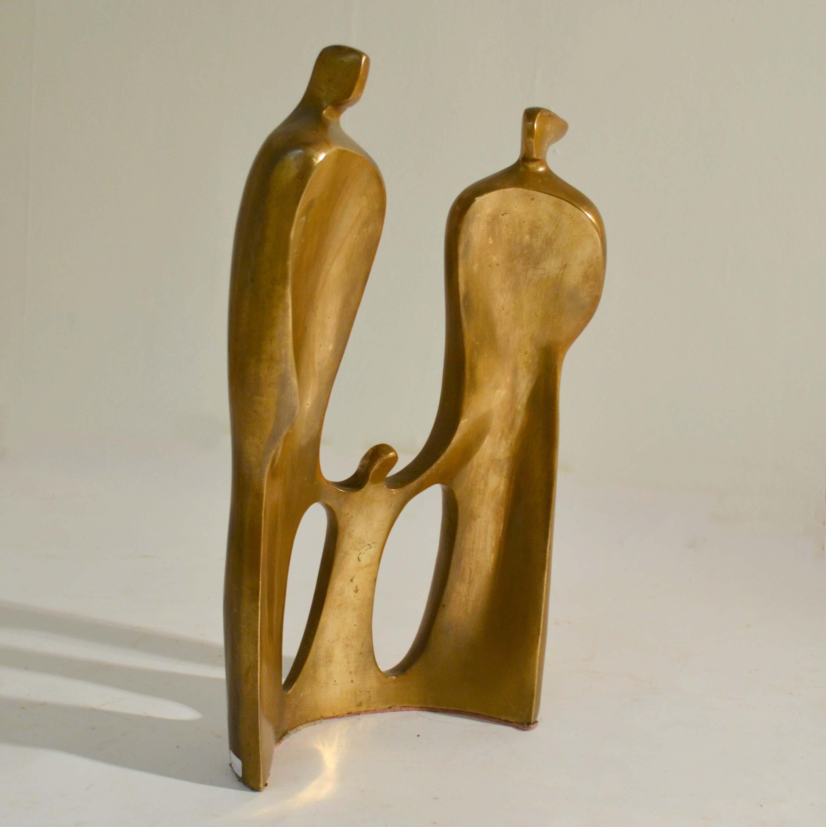 Cast Tall Figurative Bronze Sculpture of Family by Maria Guernova, 1985 For Sale
