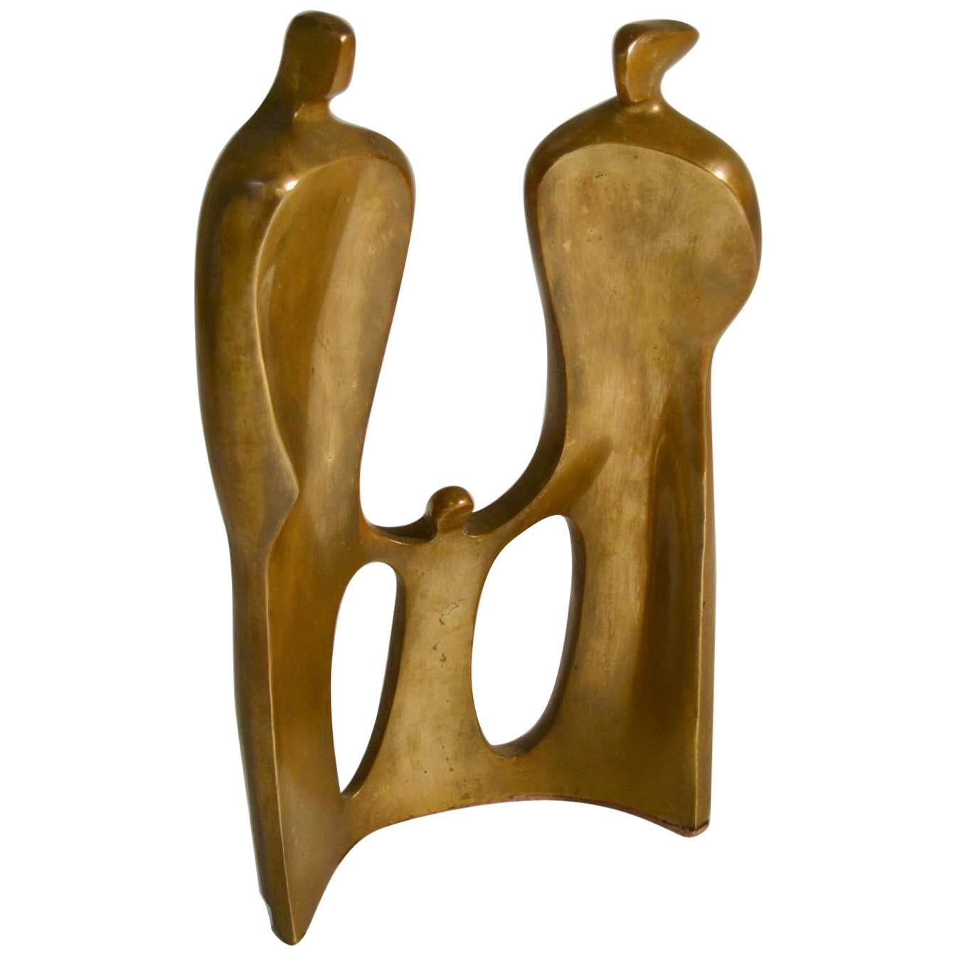 European Tall Figurative Bronze Sculpture of Family by Maria Guernova, 1985 For Sale