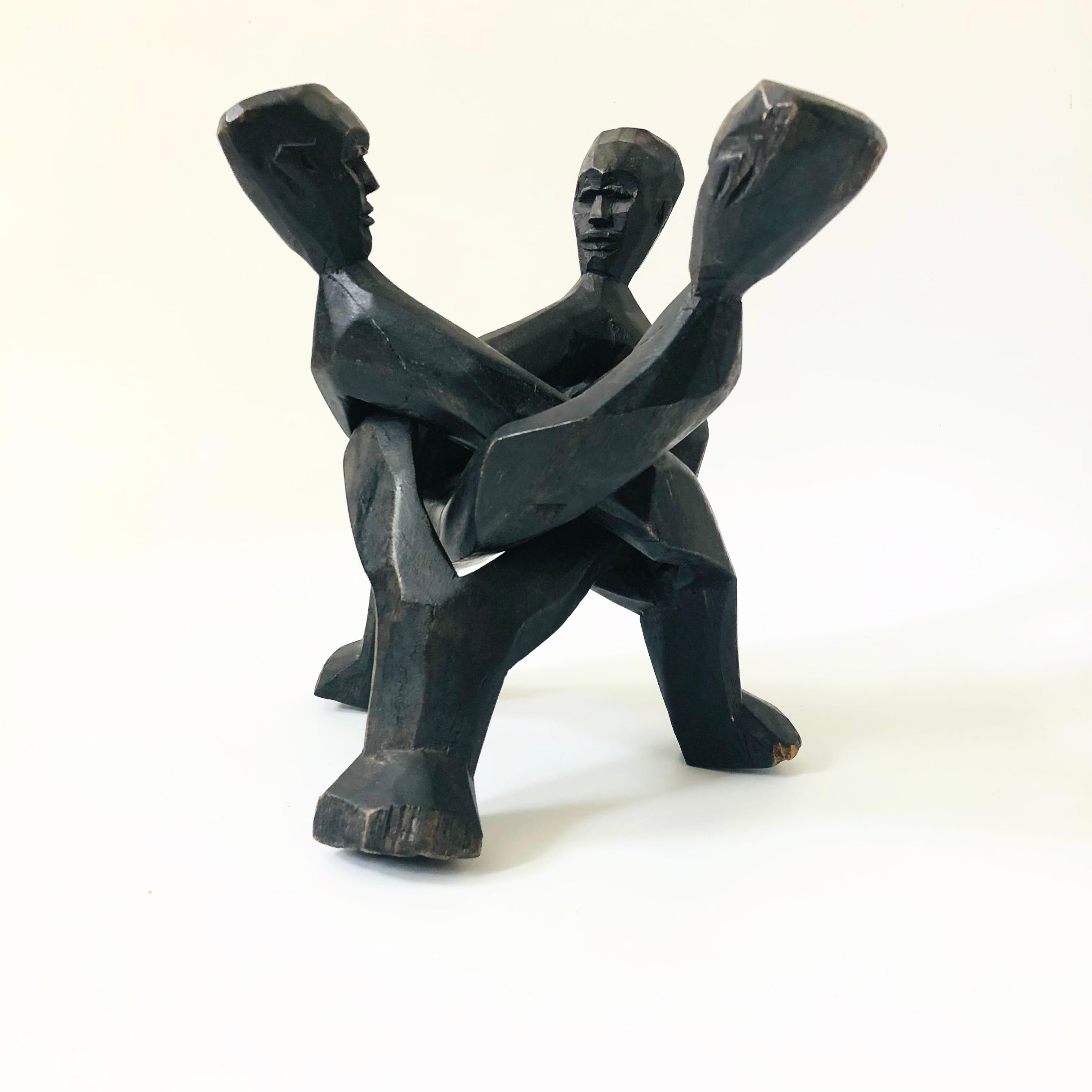 Arte popolare Grande statua figurativa Foldes in legno in vendita