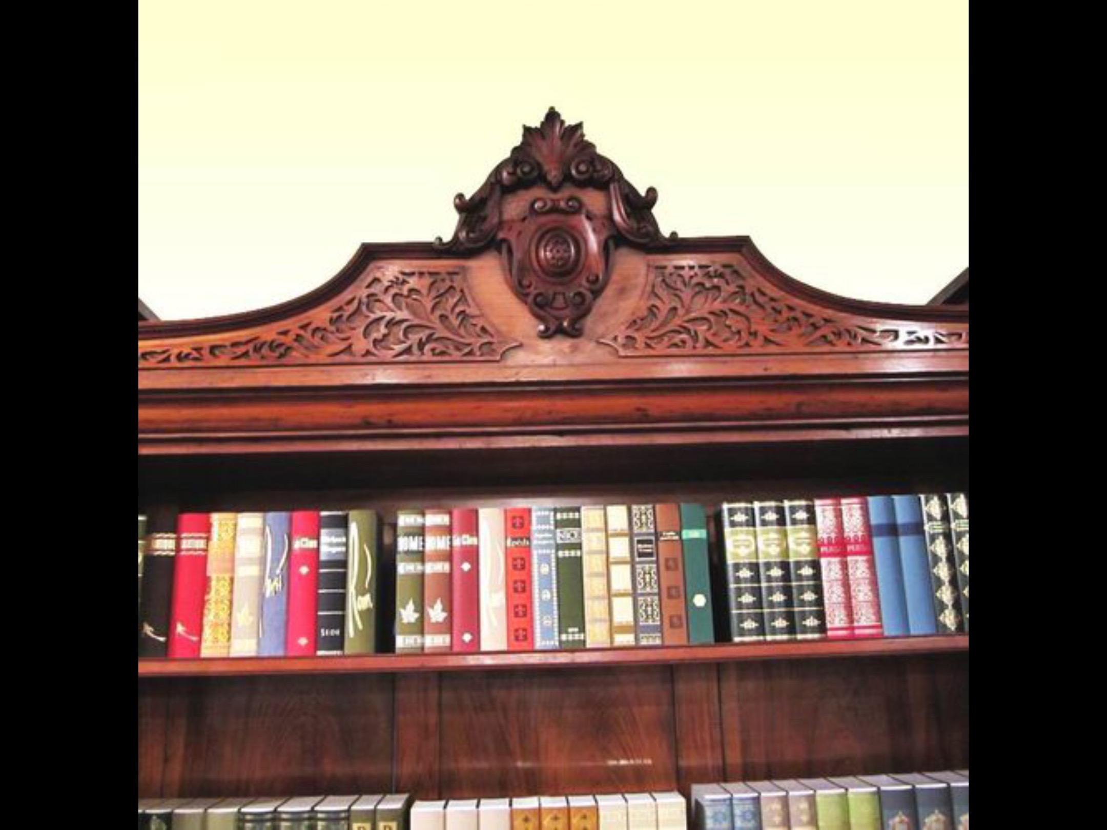 English Large Figured and Burr Walnut Inverted Breakfront Antique Bookcase For Sale