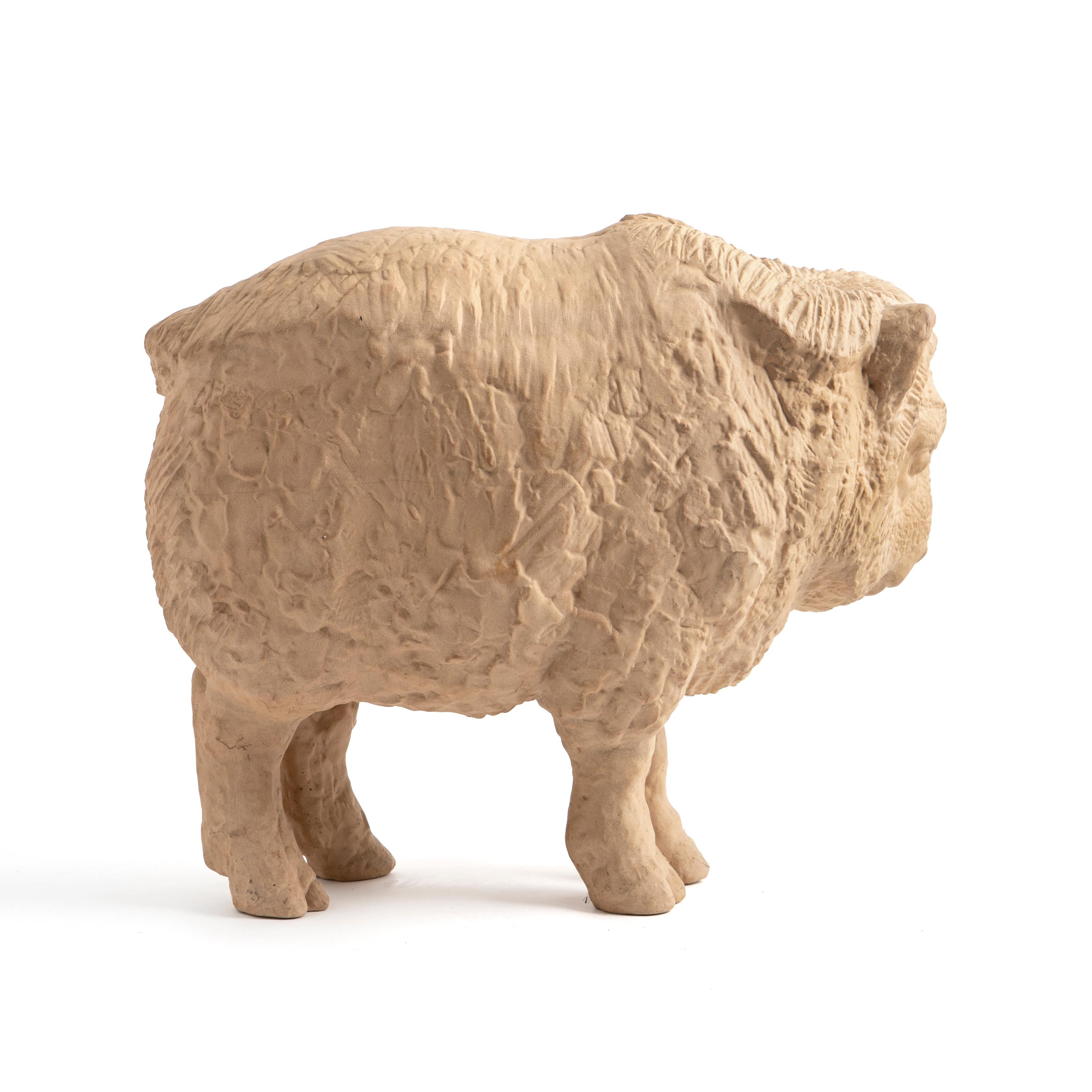 Other Large Clay Figurine of a Musk Ox Calf by Jeanne Grut For Sale