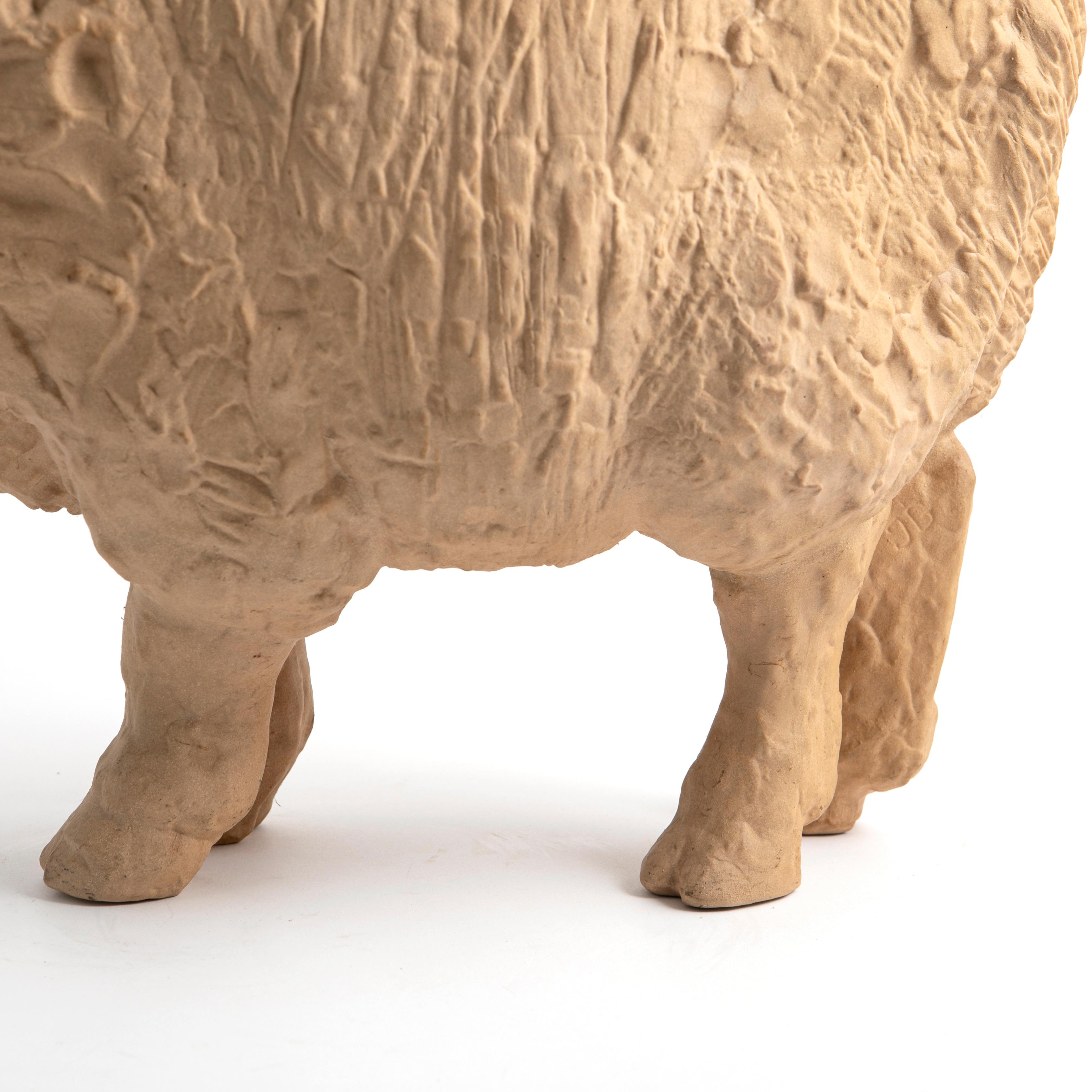 20th Century Large Clay Figurine of a Musk Ox Calf by Jeanne Grut For Sale