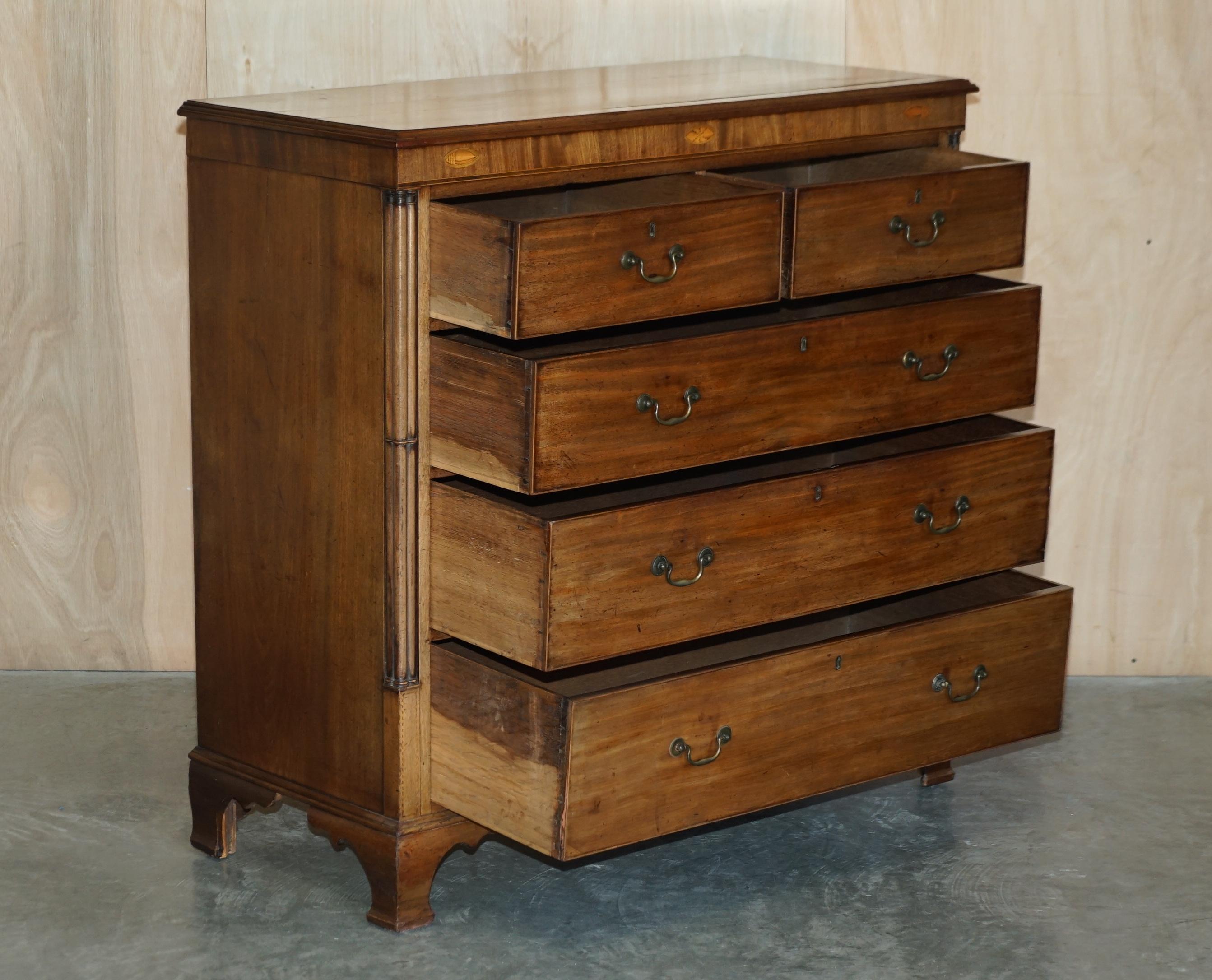 LARGE FiNE ANTIQUE THOMAS CHIPPENDALE SHERATON REVIVAL HARDWOOD CHEST OF DRAWERS For Sale 10