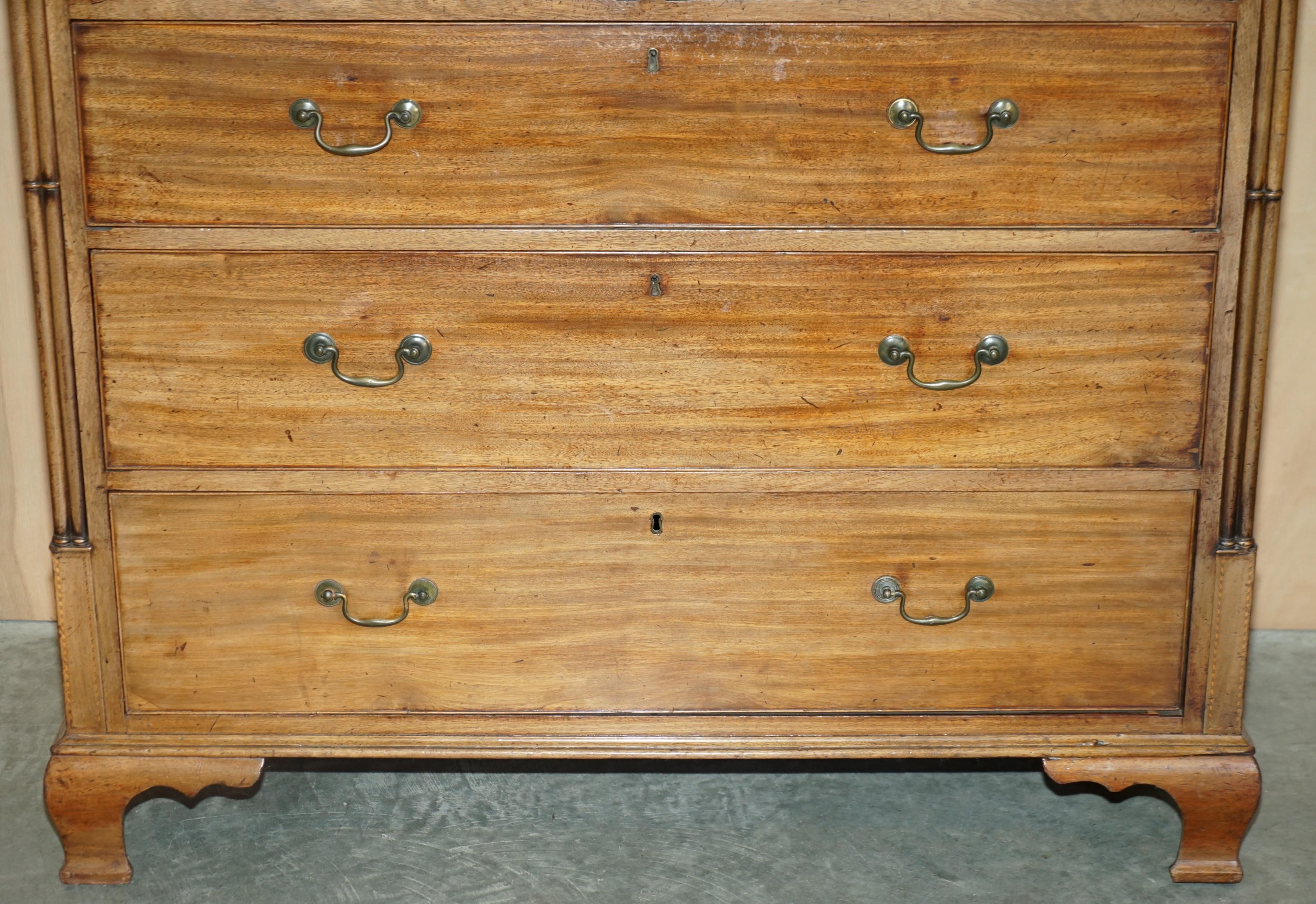 LARGE FiNE ANTIQUE THOMAS CHIPPENDALE SHERATON REVIVAL HARDWOOD CHEST OF DRAWERS For Sale 2