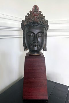 Large Fine Bronze Head of Bodhisattva Avalokitesvara Qing Dynasty