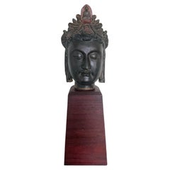 Large Fine Bronze Head of Bodhisattva Avalokitesvara Qing Dynasty